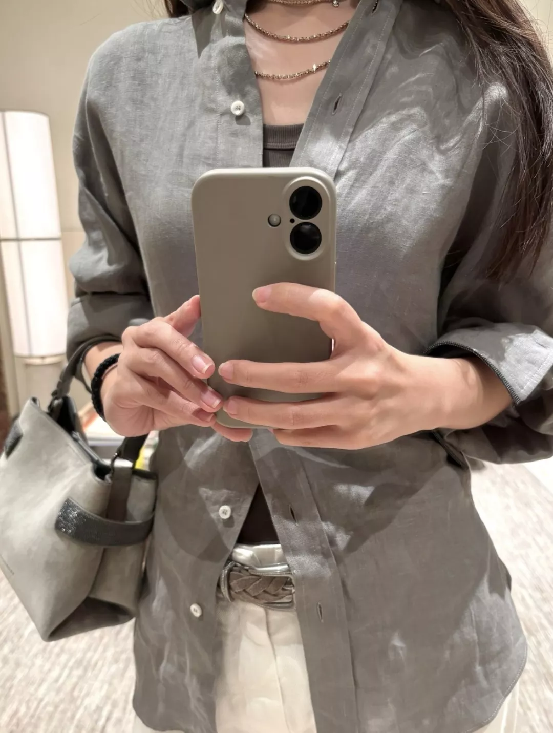 브루넬로쿠치넬리 체인 소매 린넨 긴소매 셔츠 상세 이미지 18