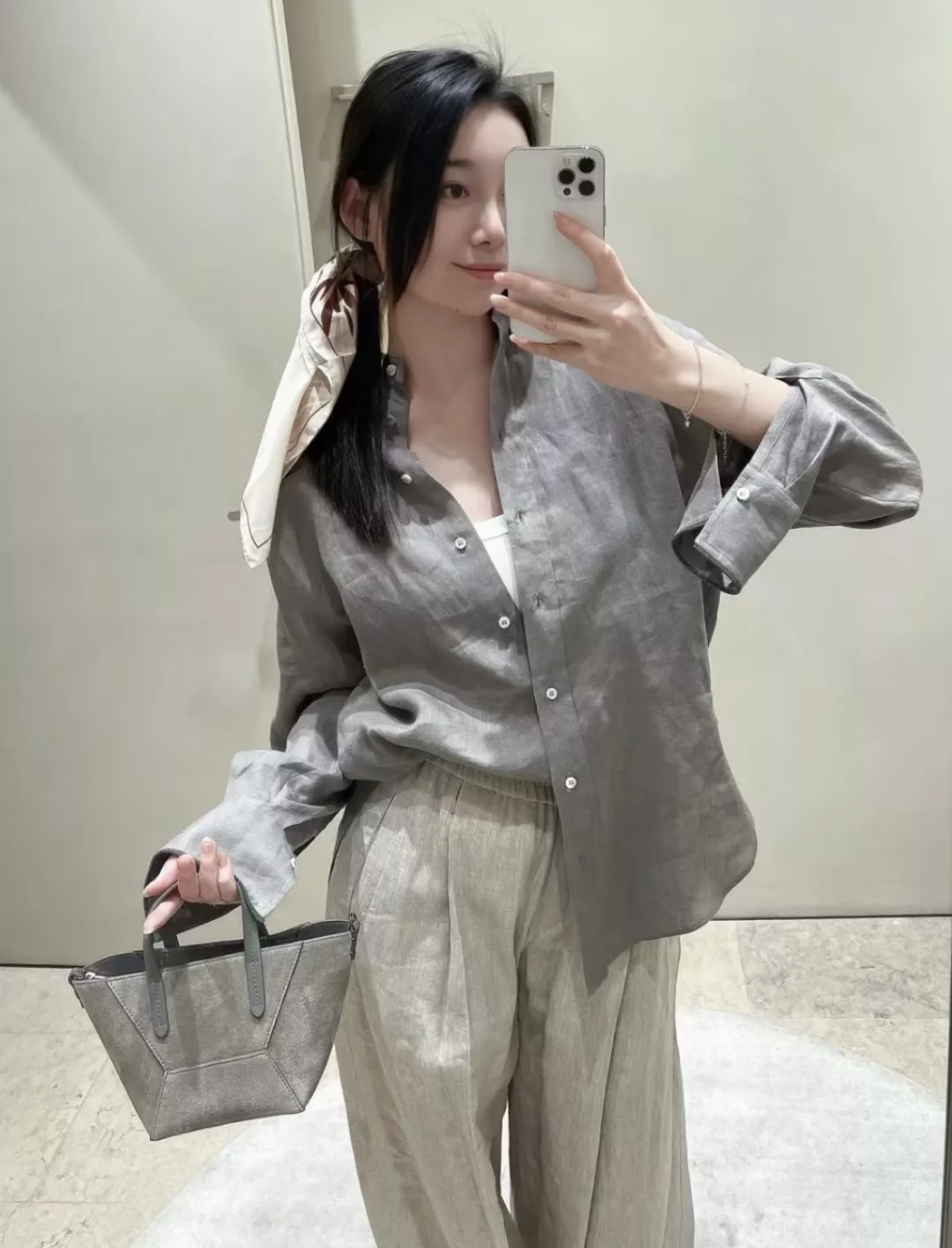 브루넬로쿠치넬리 체인 소매 린넨 긴소매 셔츠 상세 이미지 15
