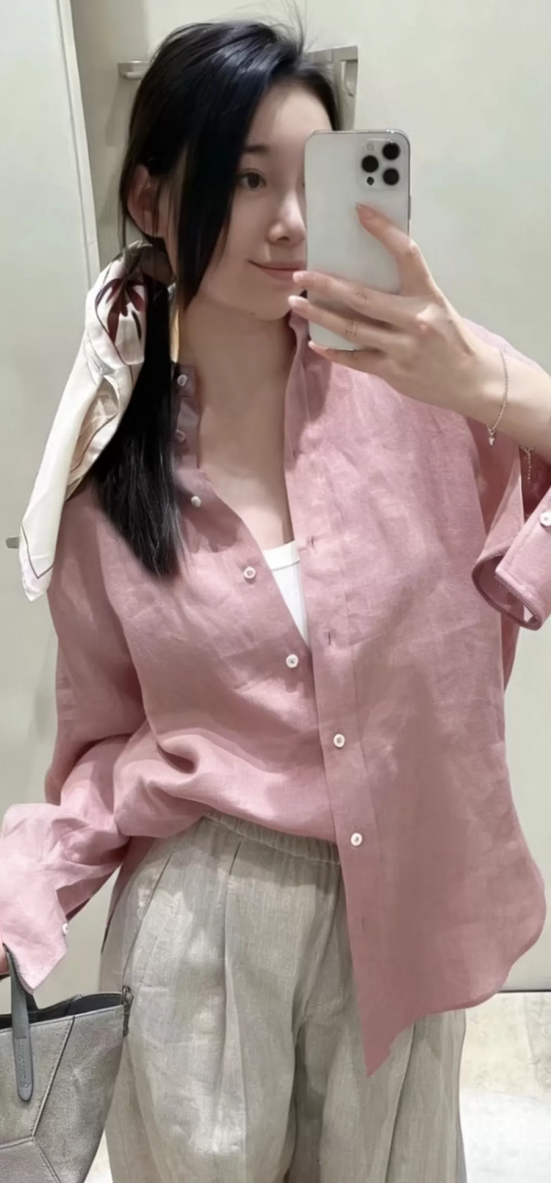 브루넬로쿠치넬리 체인 소매 린넨 긴소매 셔츠 상세 이미지 11