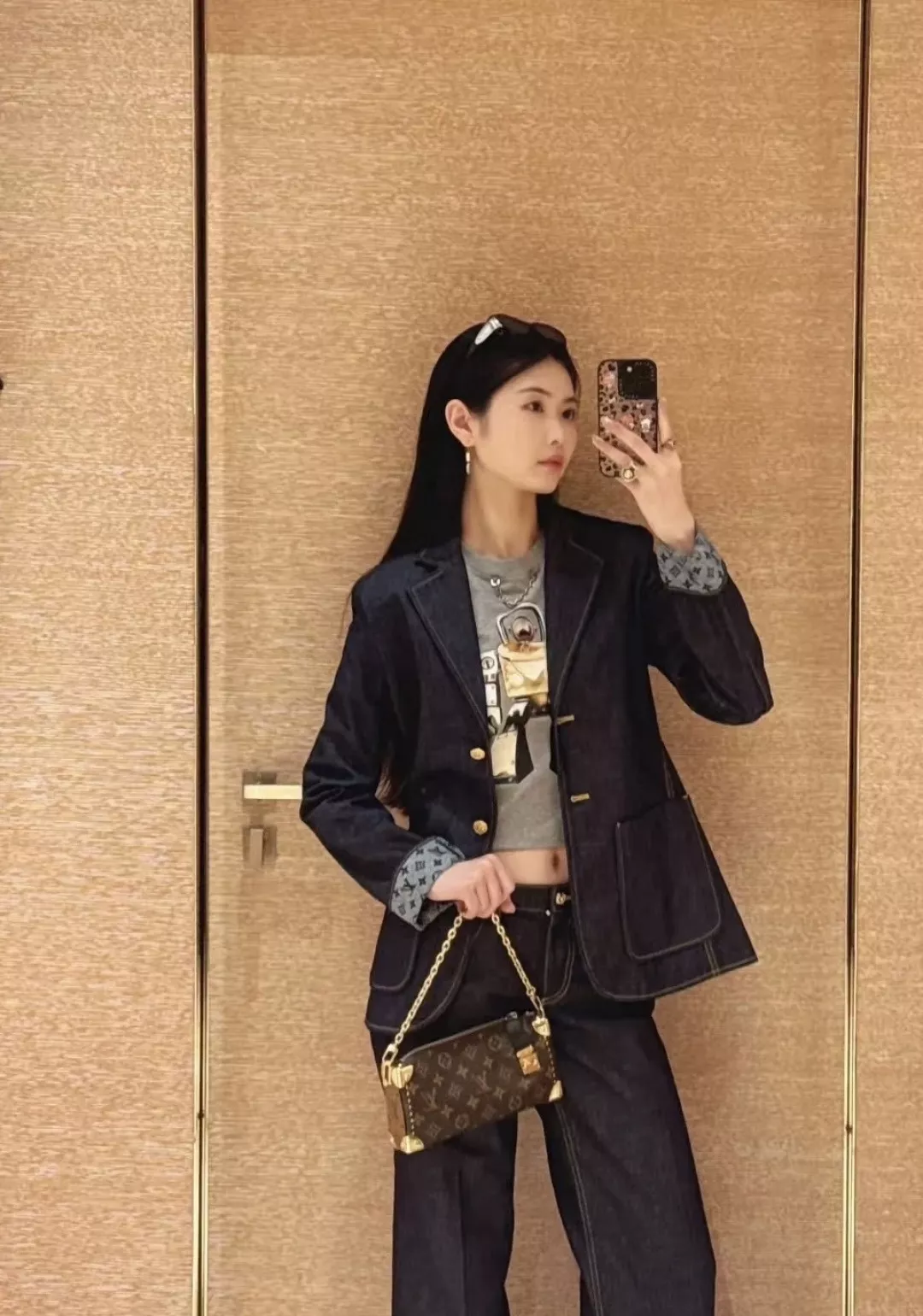 루이비통 레터 자카드 데님 코튼 정장 재킷 상세 이미지 18