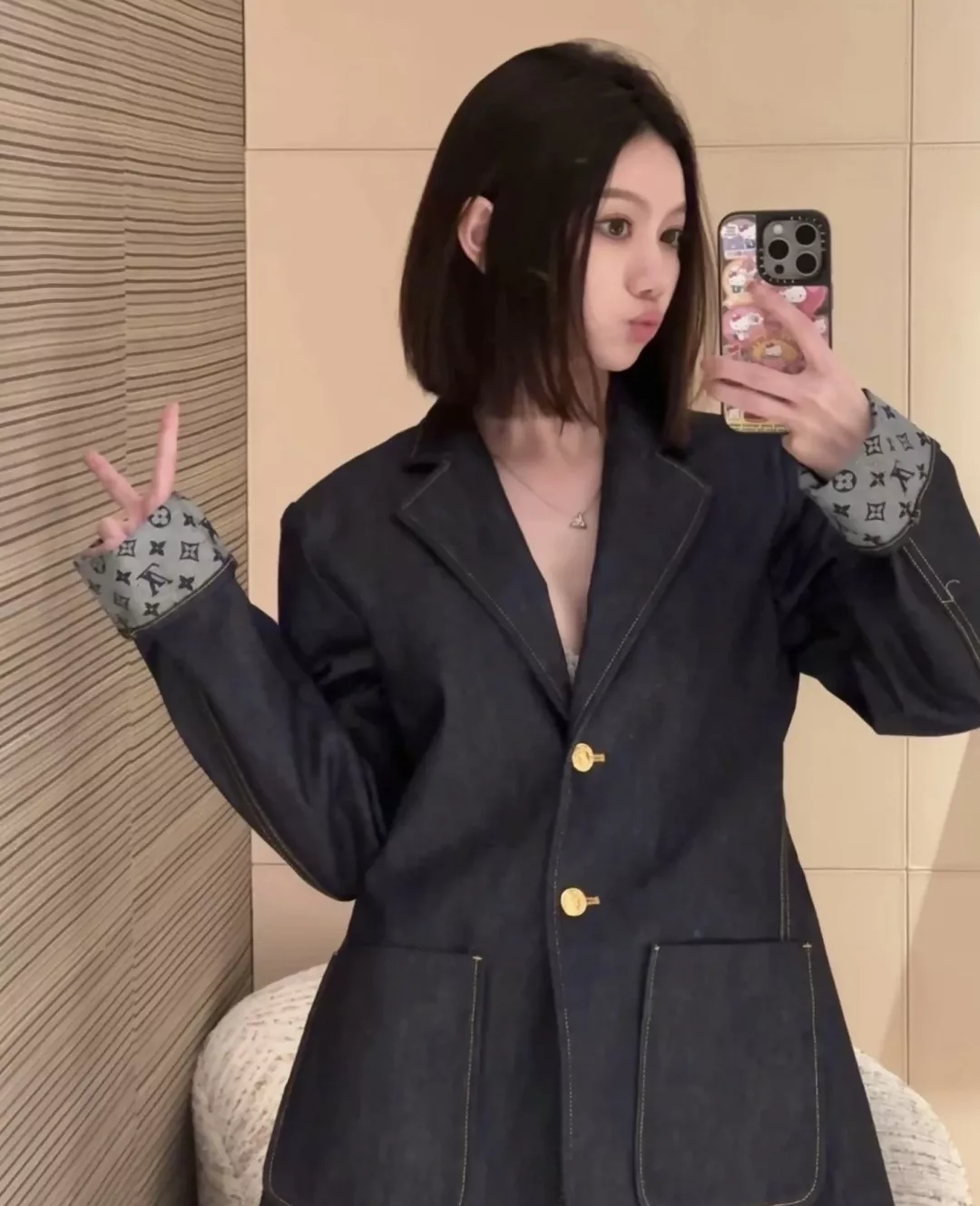 루이비통 레터 자카드 데님 코튼 정장 재킷 상세 이미지 19
