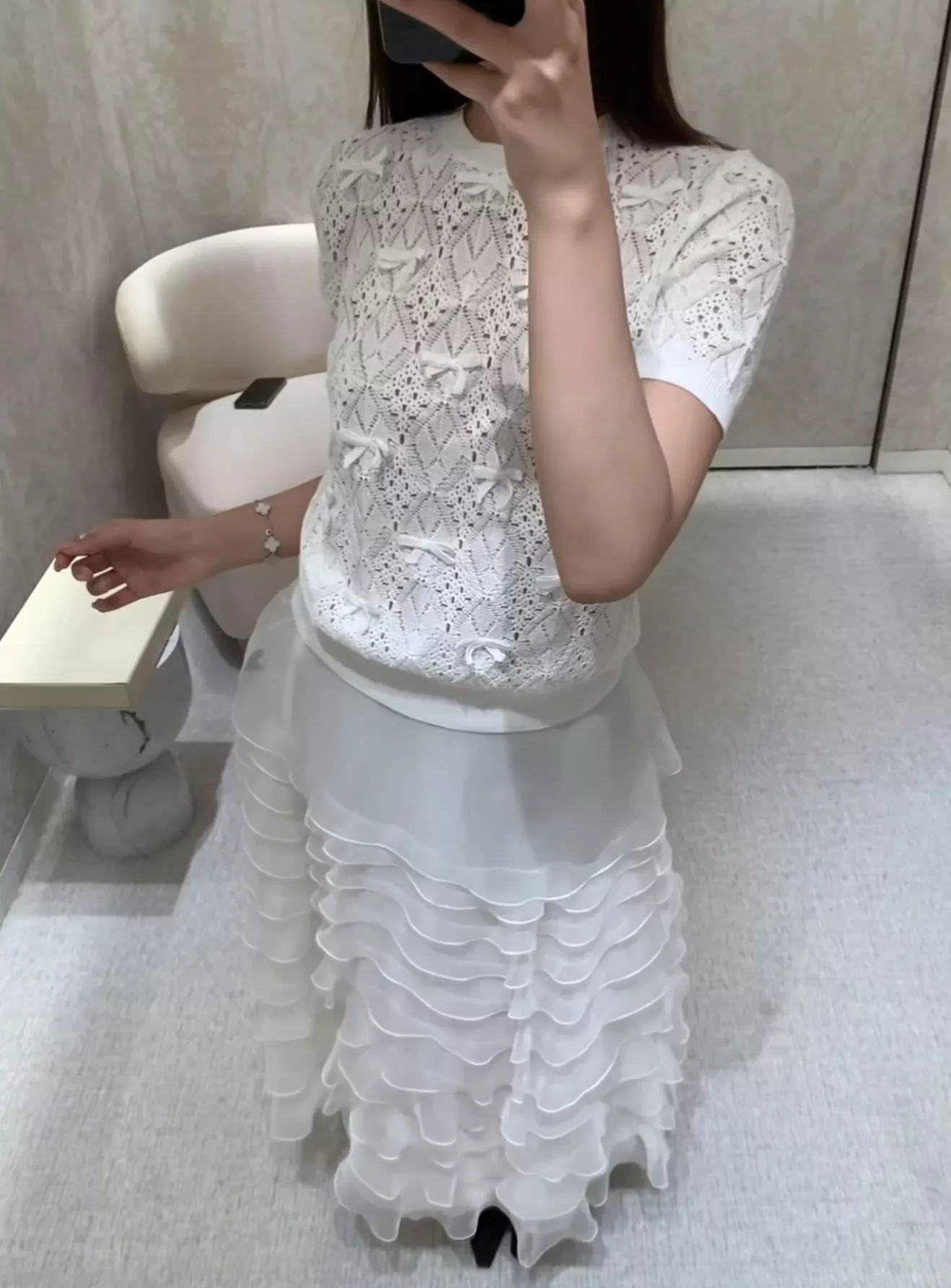 디올 레이어드 오간자 롱 스커트 상세 이미지 13