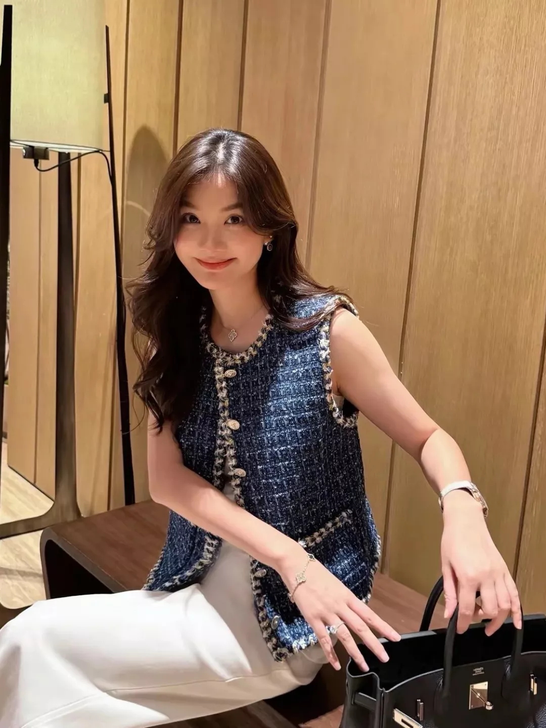 샤넬 트위드 무소매 버튼 베스트 상세 이미지 13