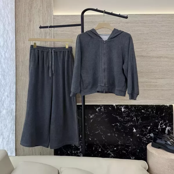브루넬로쿠치넬리 체인 장식 기모 집업 재킷 팬츠 세트