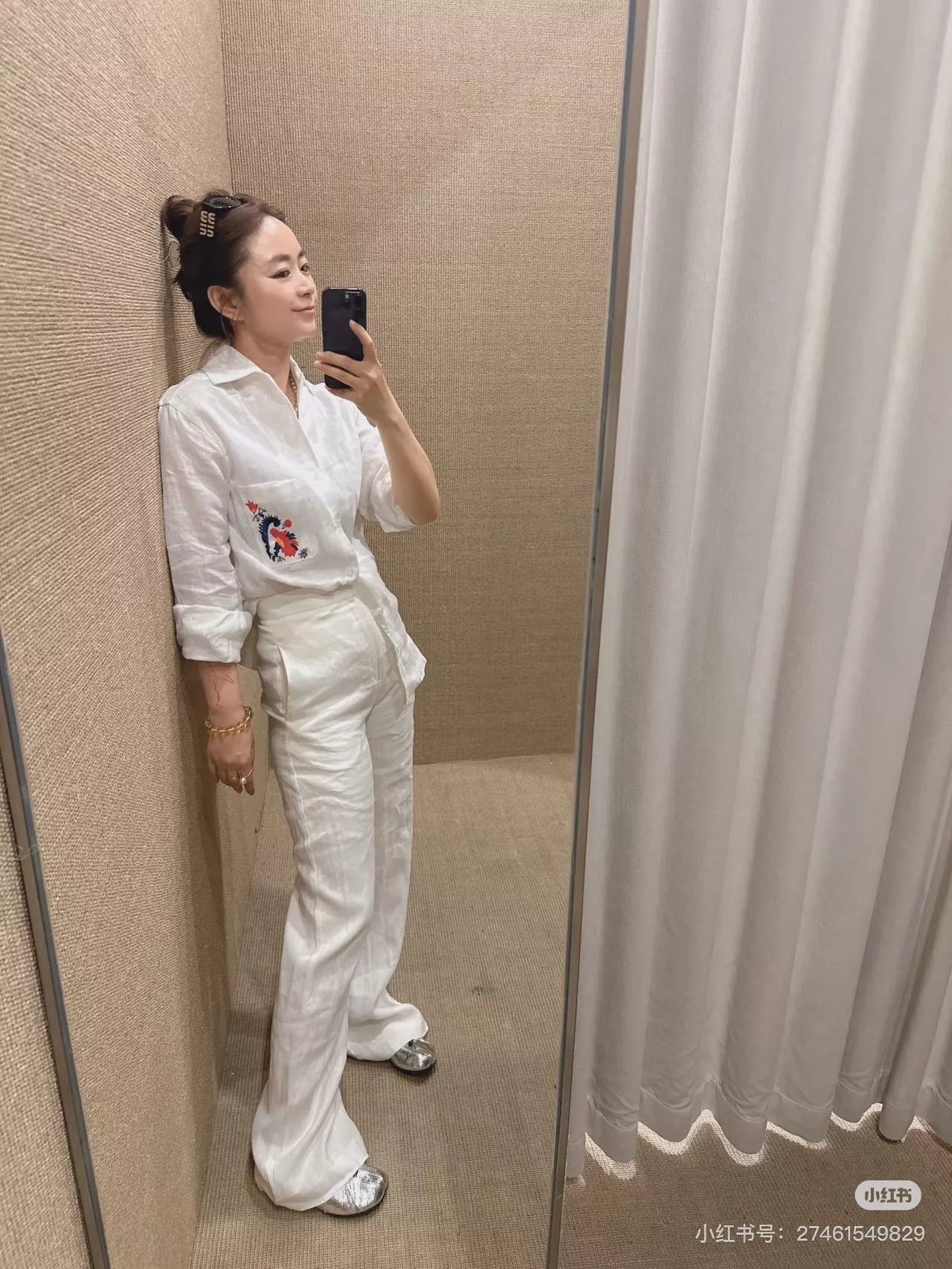 로로피아나 플라워 자수 린넨 긴소매 셔츠 상세 이미지 30