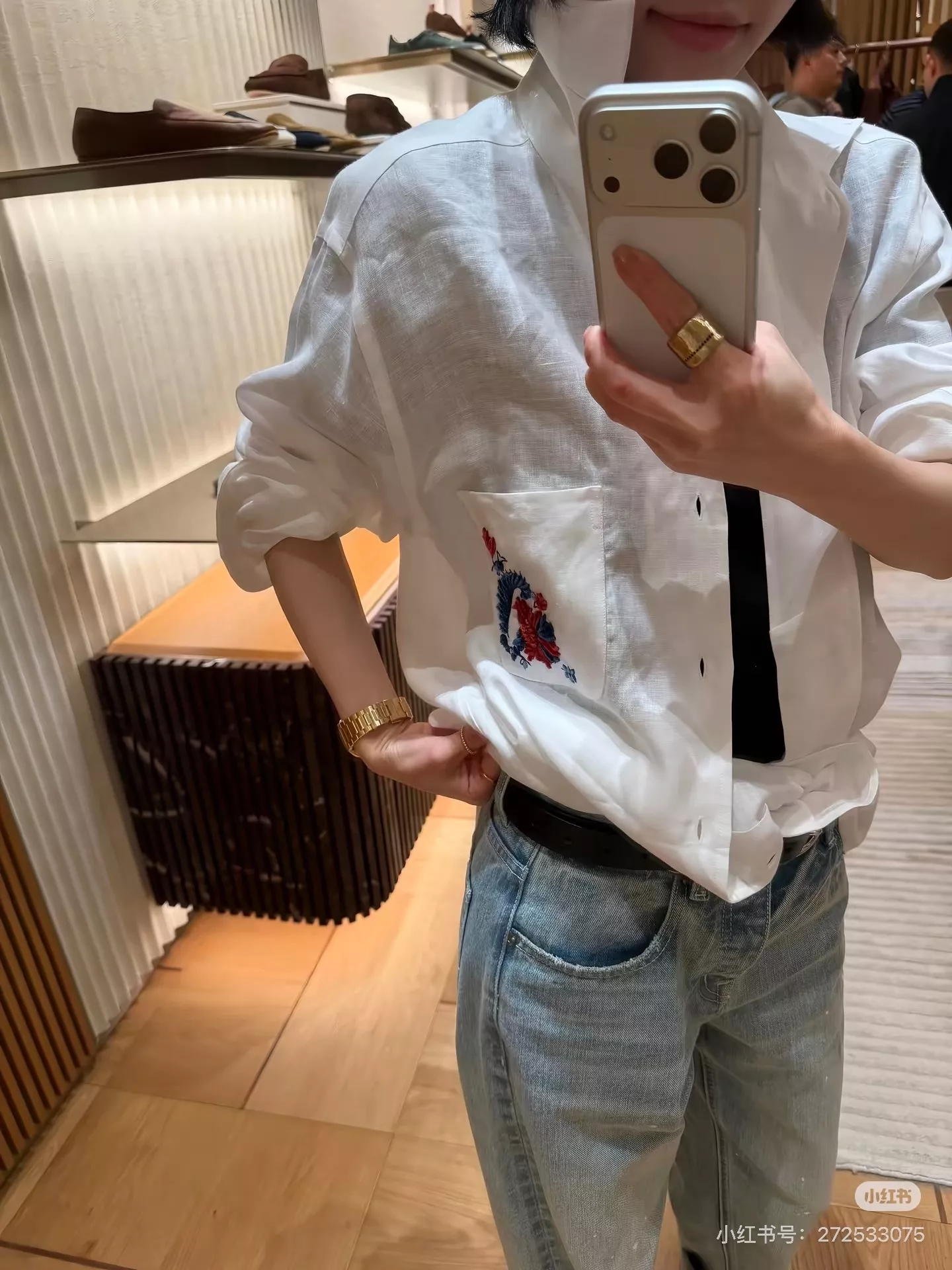 로로피아나 플라워 자수 린넨 긴소매 셔츠 상세 이미지 27