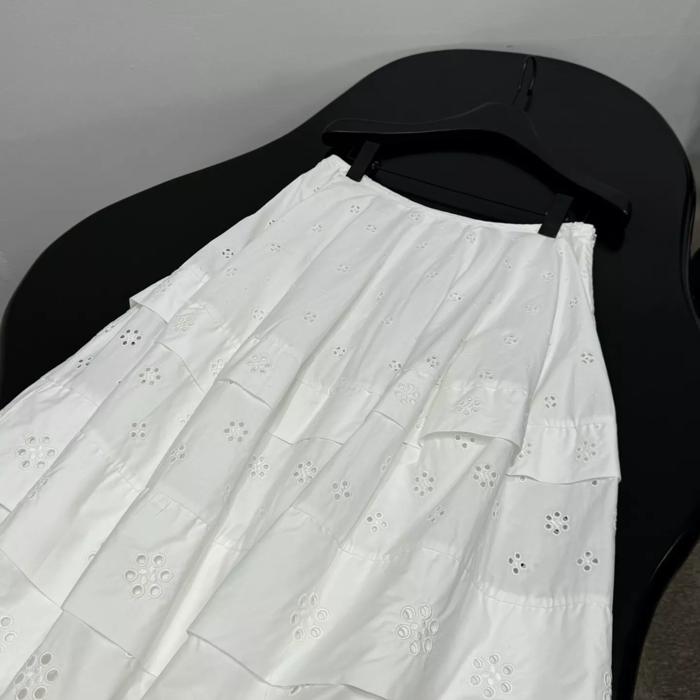 셀린느 자수 펀칭 레이어드 A라인 롱 스커트 상세 이미지 6