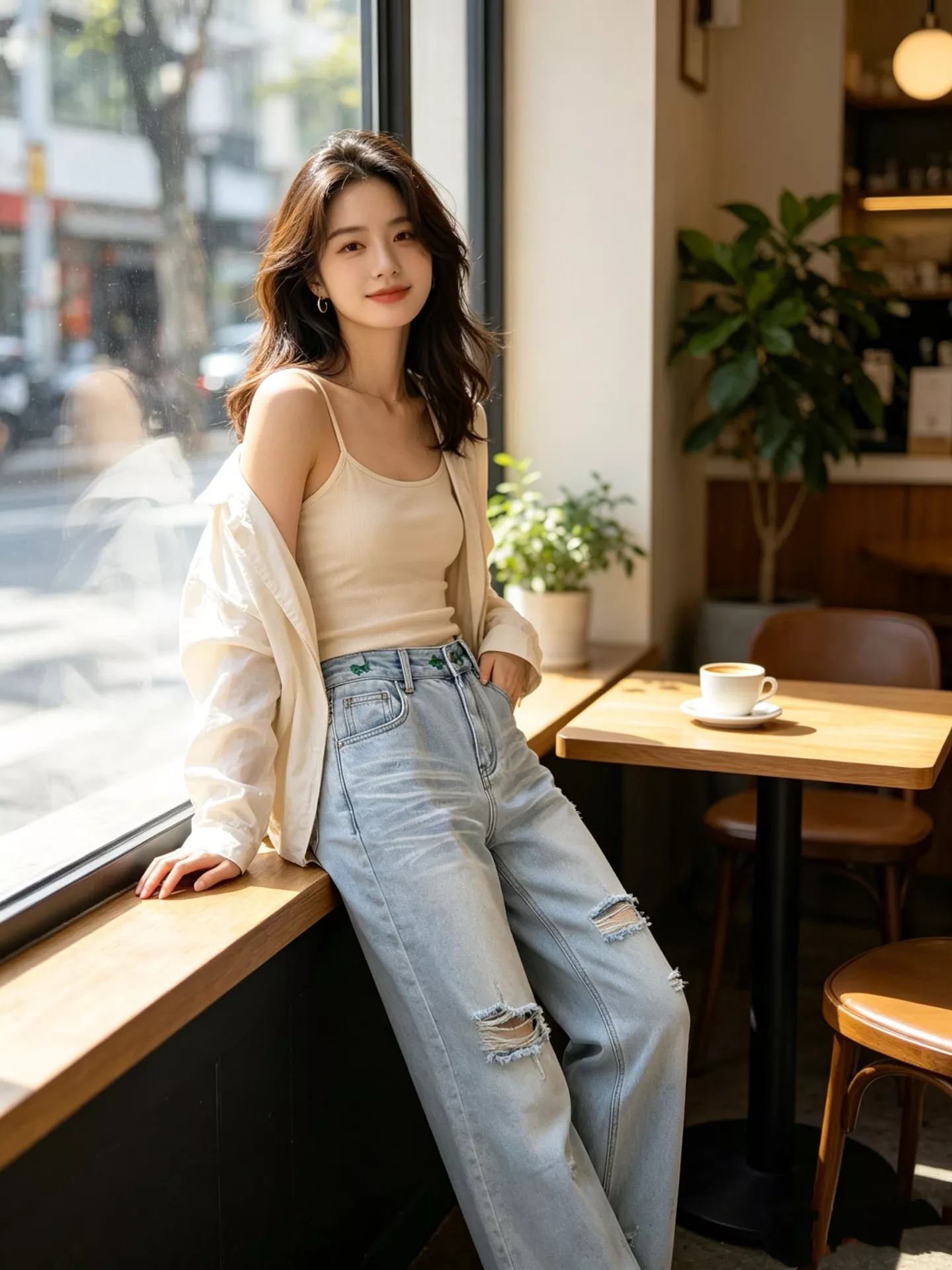 디올 네잎클로버 자수 디스트로이드 하이웨이스트 스트레이트 데님 팬츠 상세 이미지 18