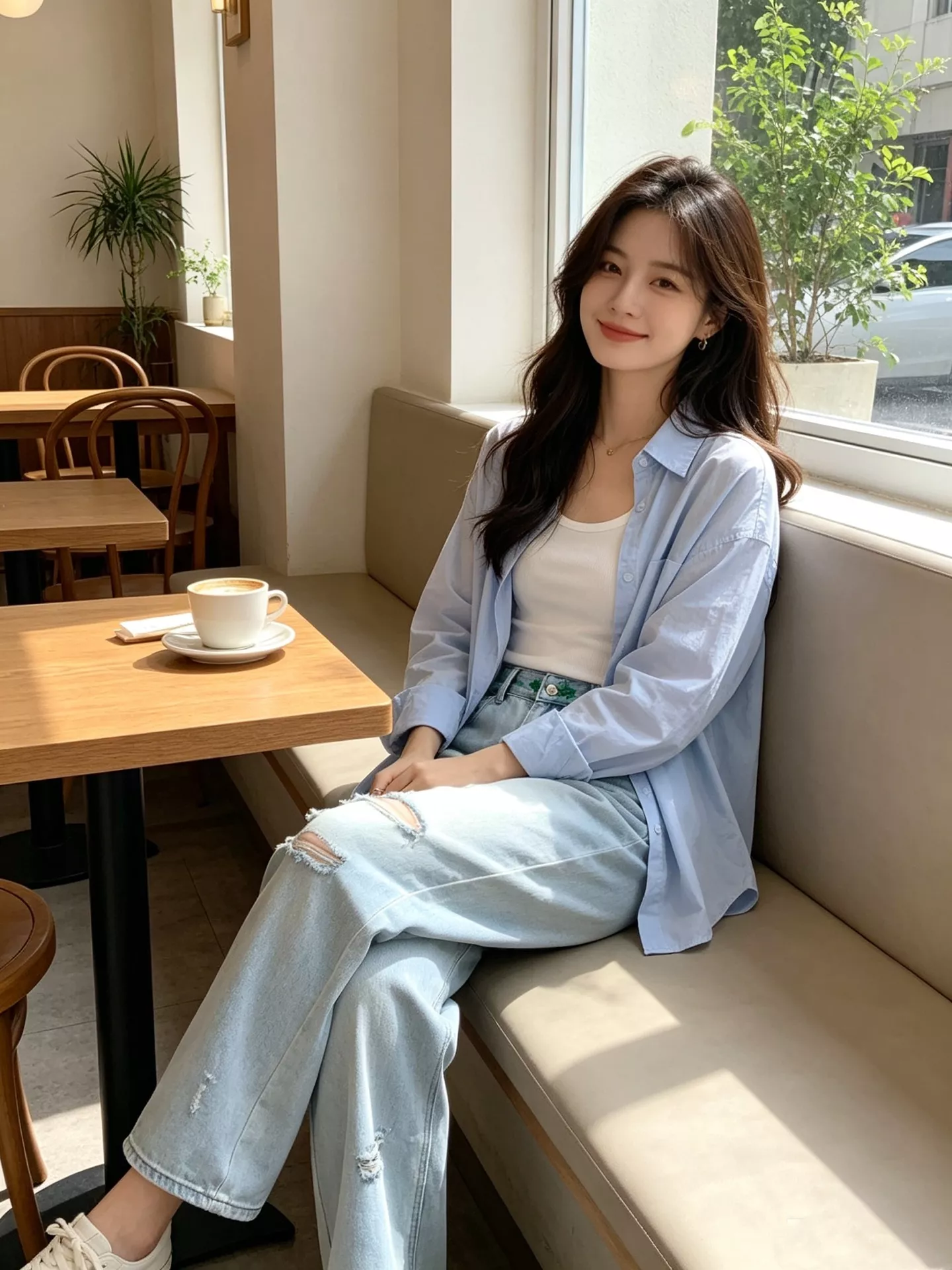 디올 네잎클로버 자수 디스트로이드 하이웨이스트 스트레이트 데님 팬츠 상세 이미지 21