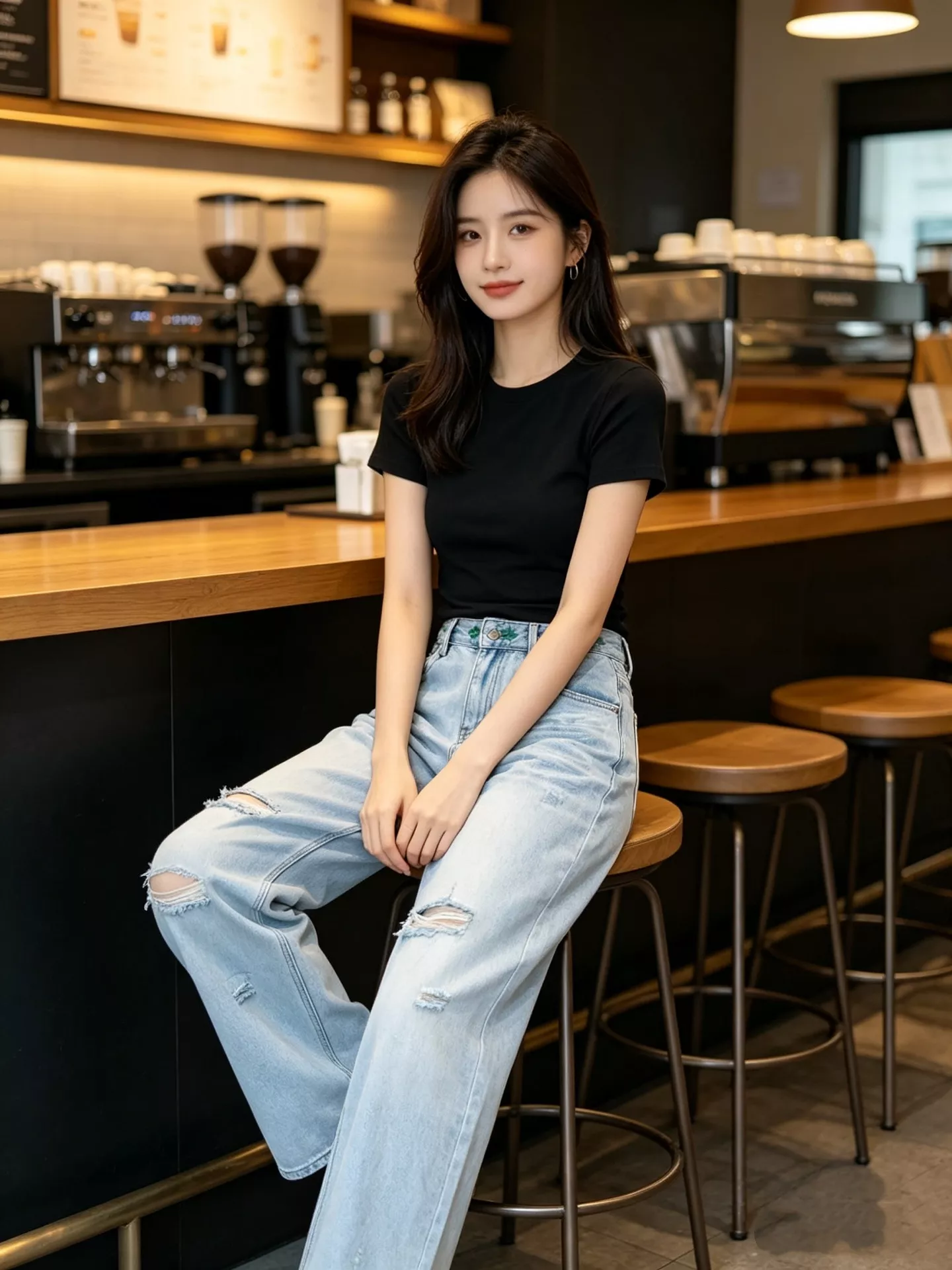 디올 네잎클로버 자수 디스트로이드 하이웨이스트 스트레이트 데님 팬츠 상세 이미지 17