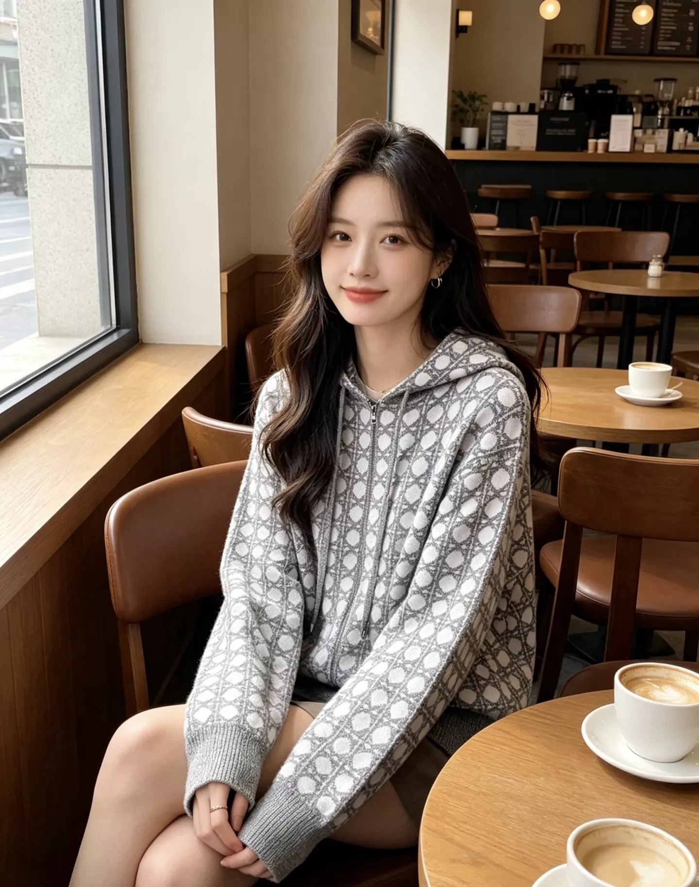 디올 다이아 패턴 니트 후드 집업 재킷 상세 이미지 18