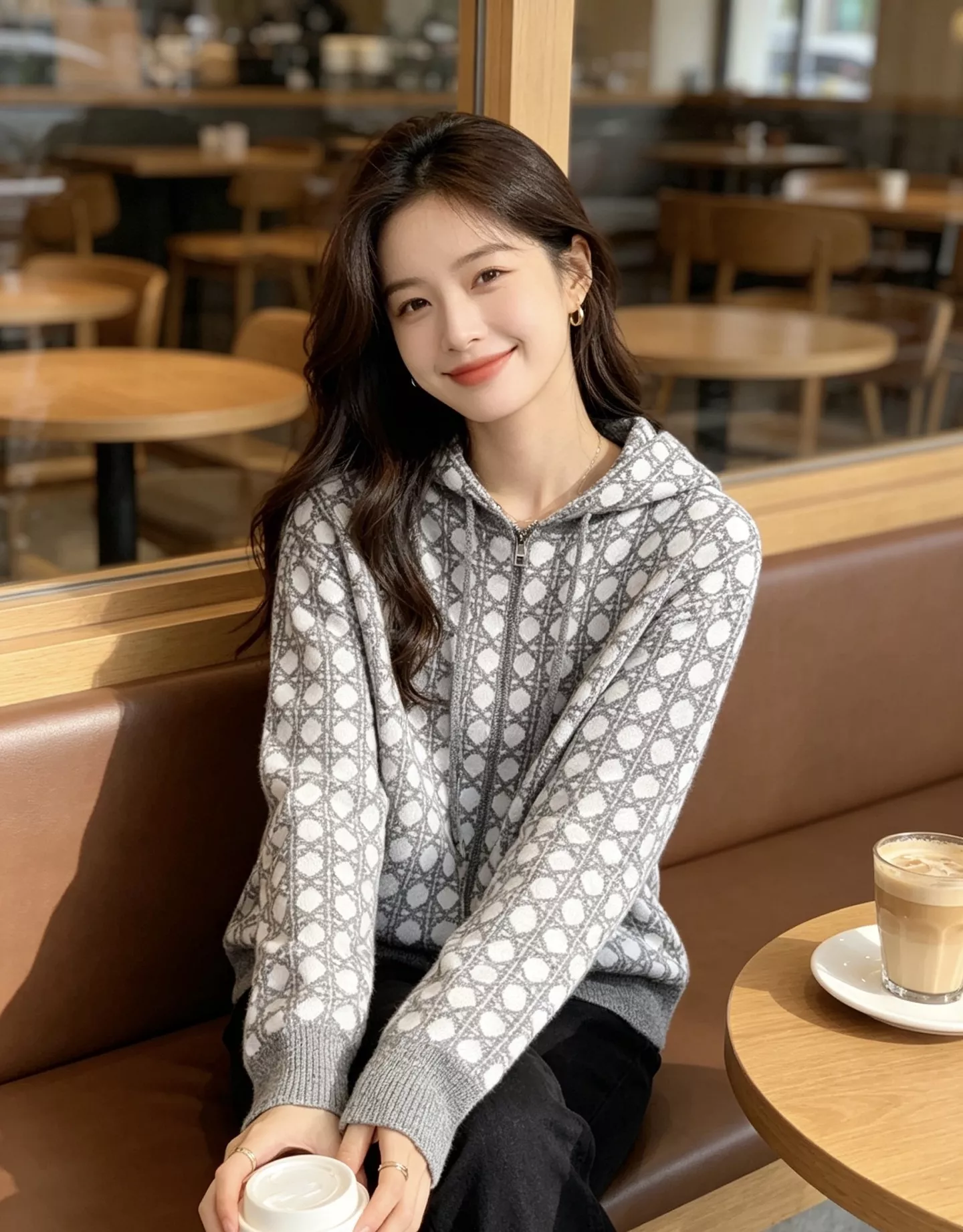 디올 다이아 패턴 니트 후드 집업 재킷 상세 이미지 20
