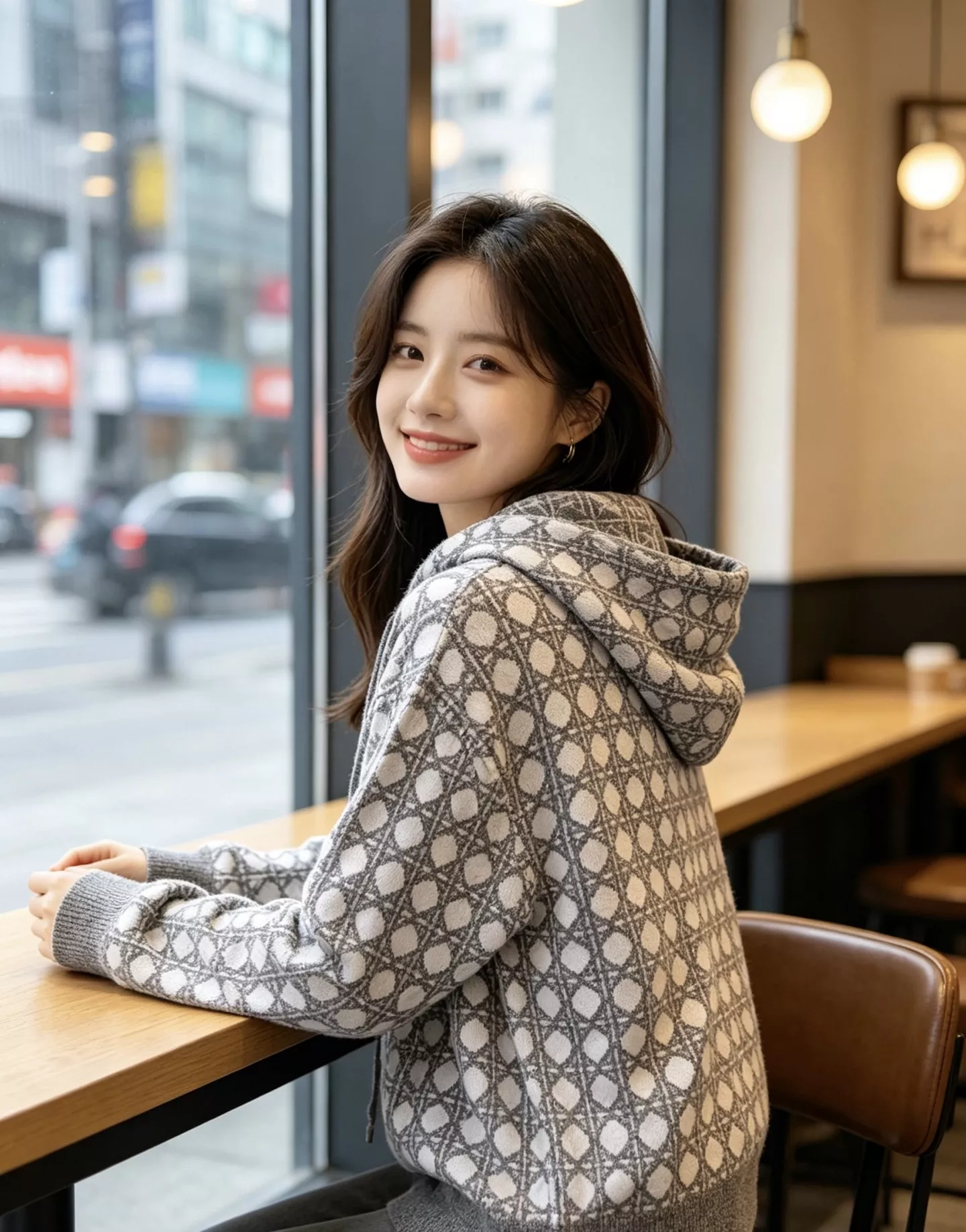 디올 다이아 패턴 니트 후드 집업 재킷 상세 이미지 19
