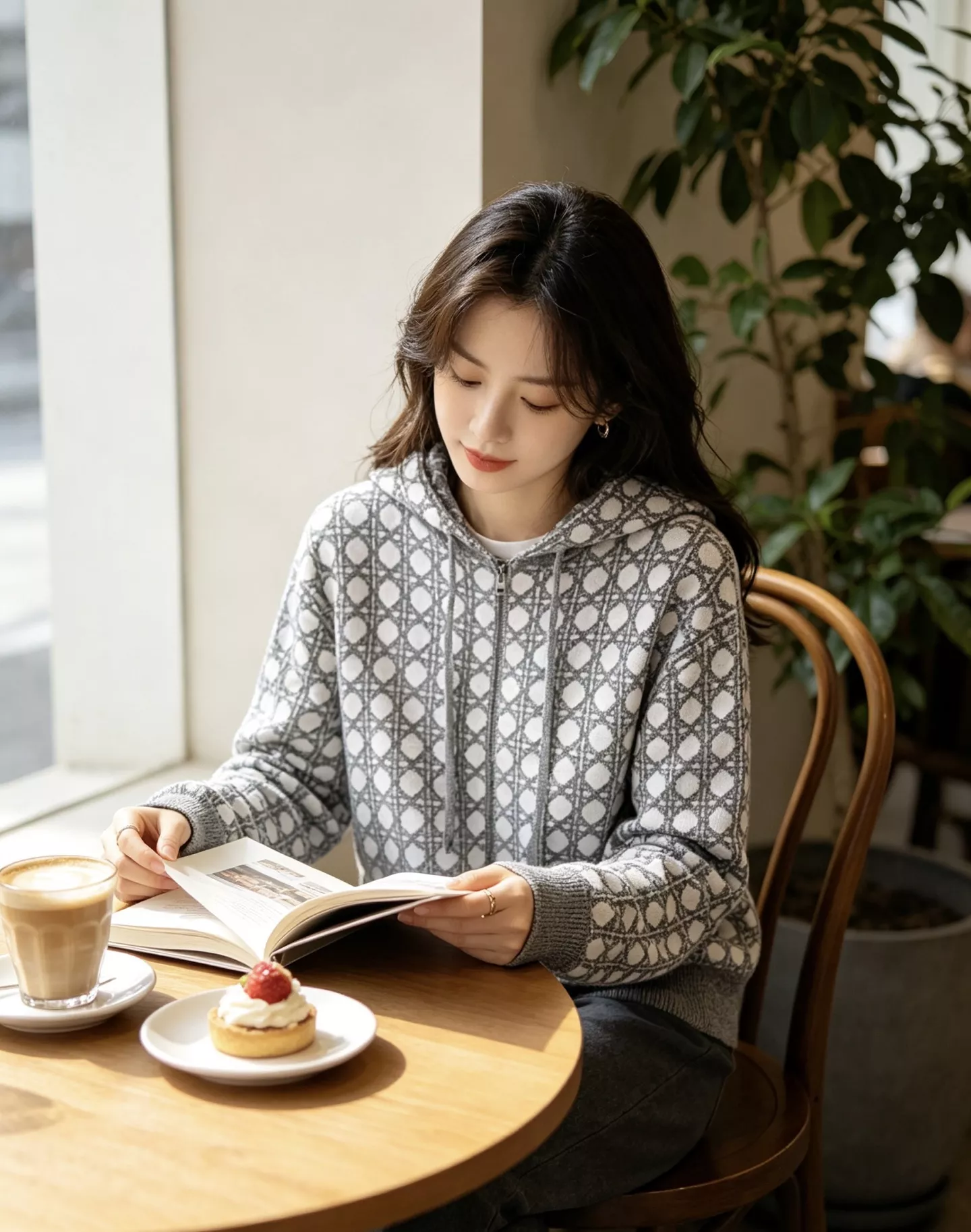 디올 다이아 패턴 니트 후드 집업 재킷 상세 이미지 21