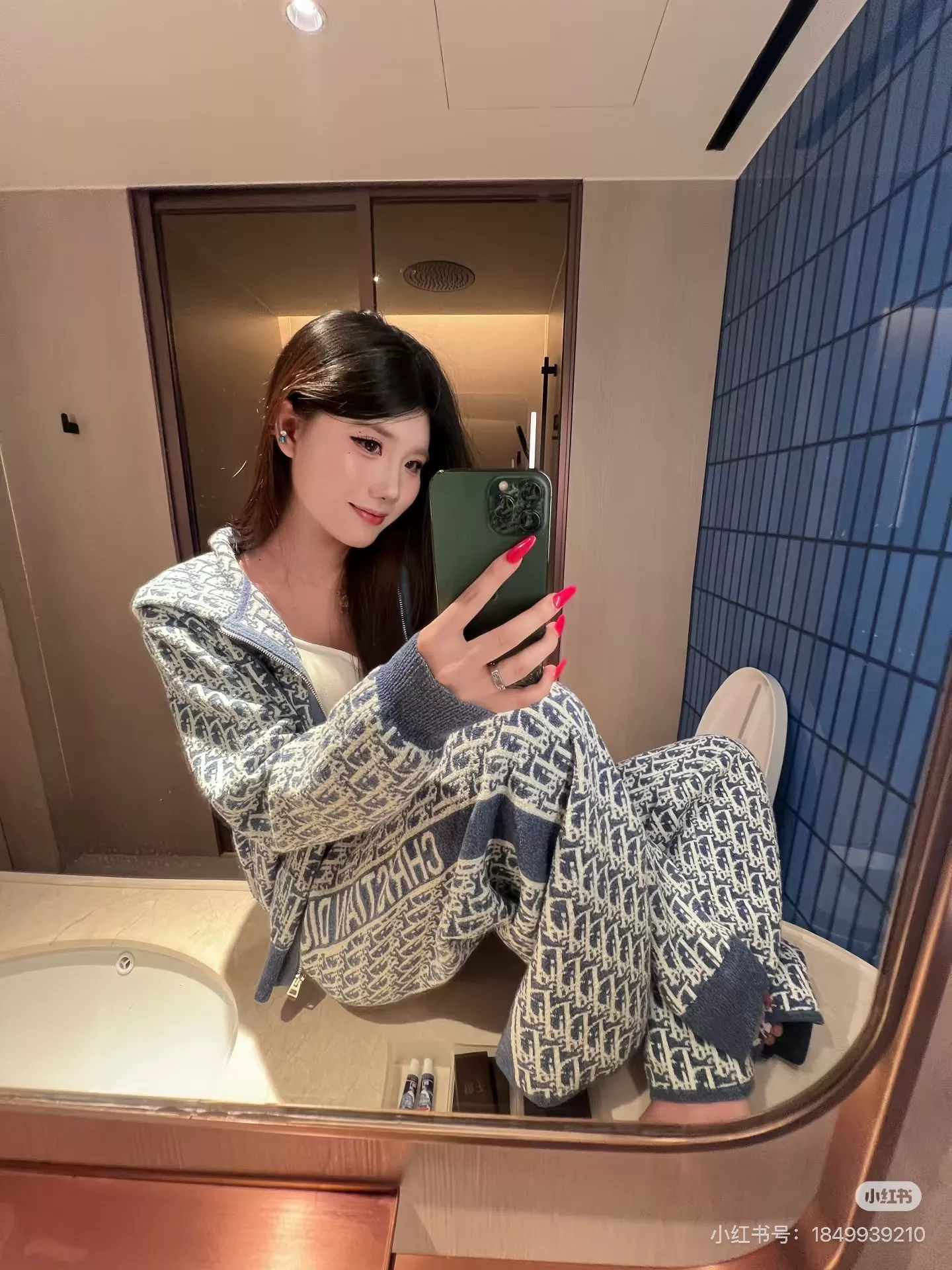 디올 로고 자카드 니트 와이드 롱 팬츠 상세 이미지 19