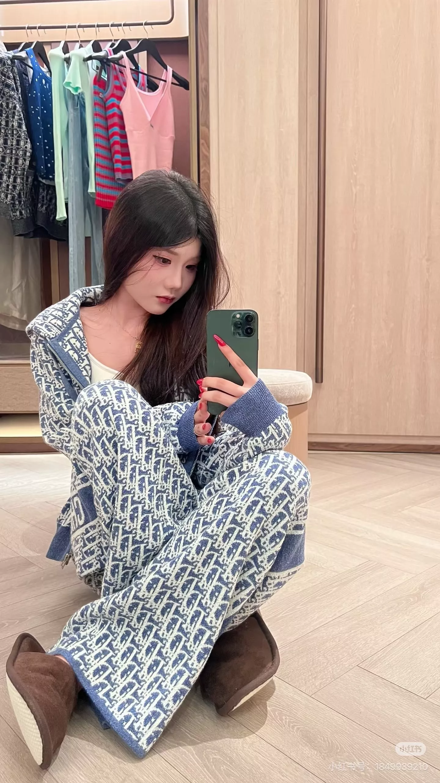 디올 로고 자카드 니트 와이드 롱 팬츠 상세 이미지 21