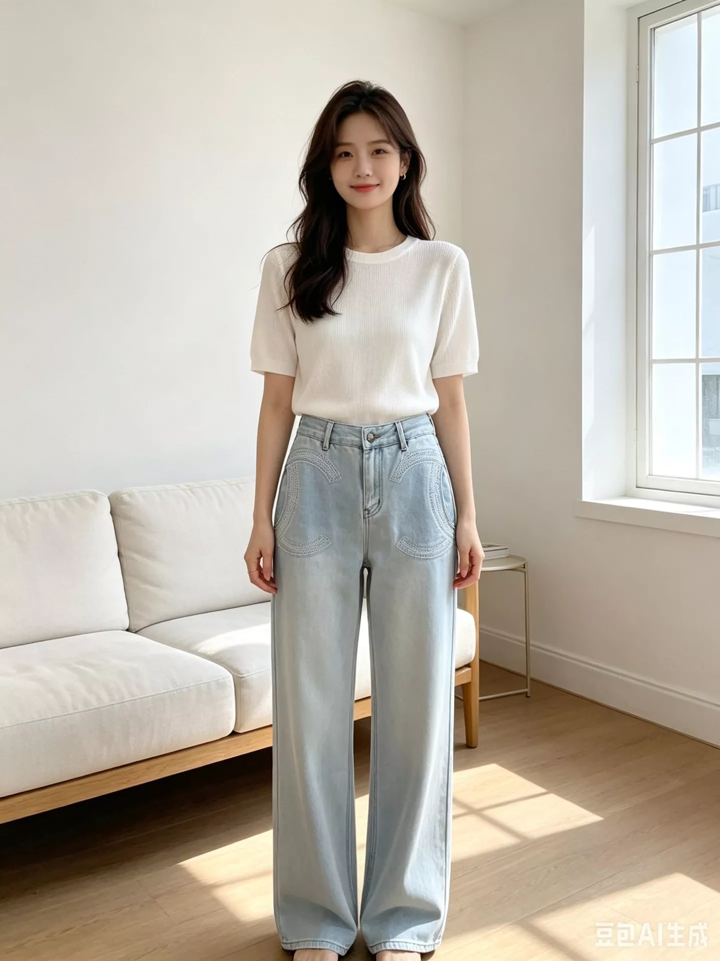 샤넬 레이스 더블C 자수 스트레이트 데님 팬츠 상세 이미지 18