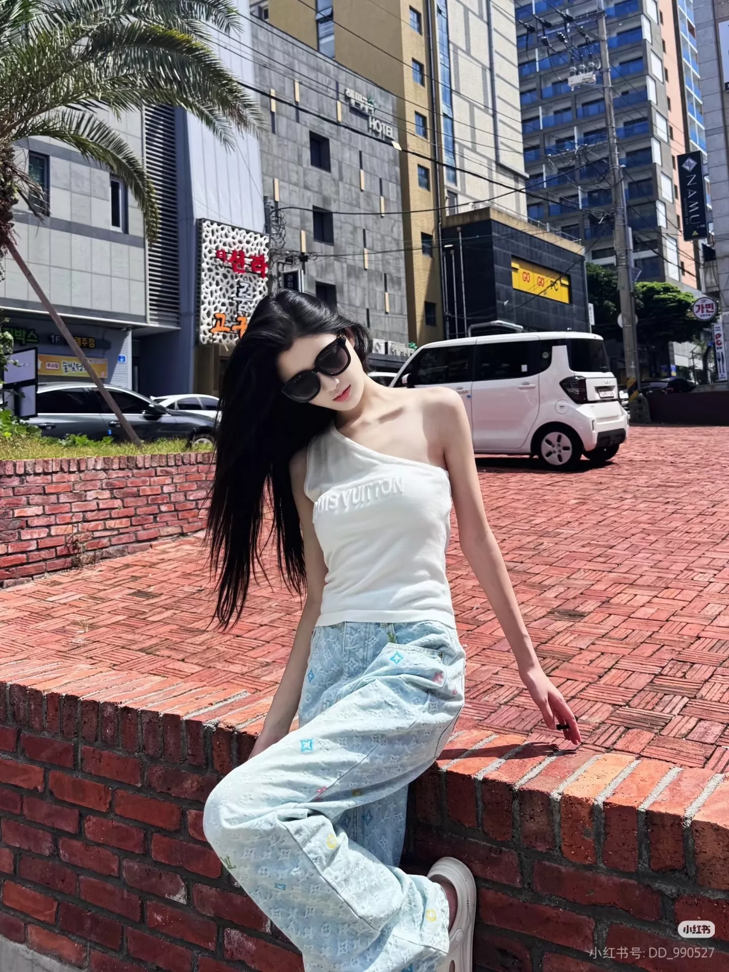 루이비통 컬러 자카드 자수 하이웨이스트 스트레이트 데님 팬츠 상세 이미지 17