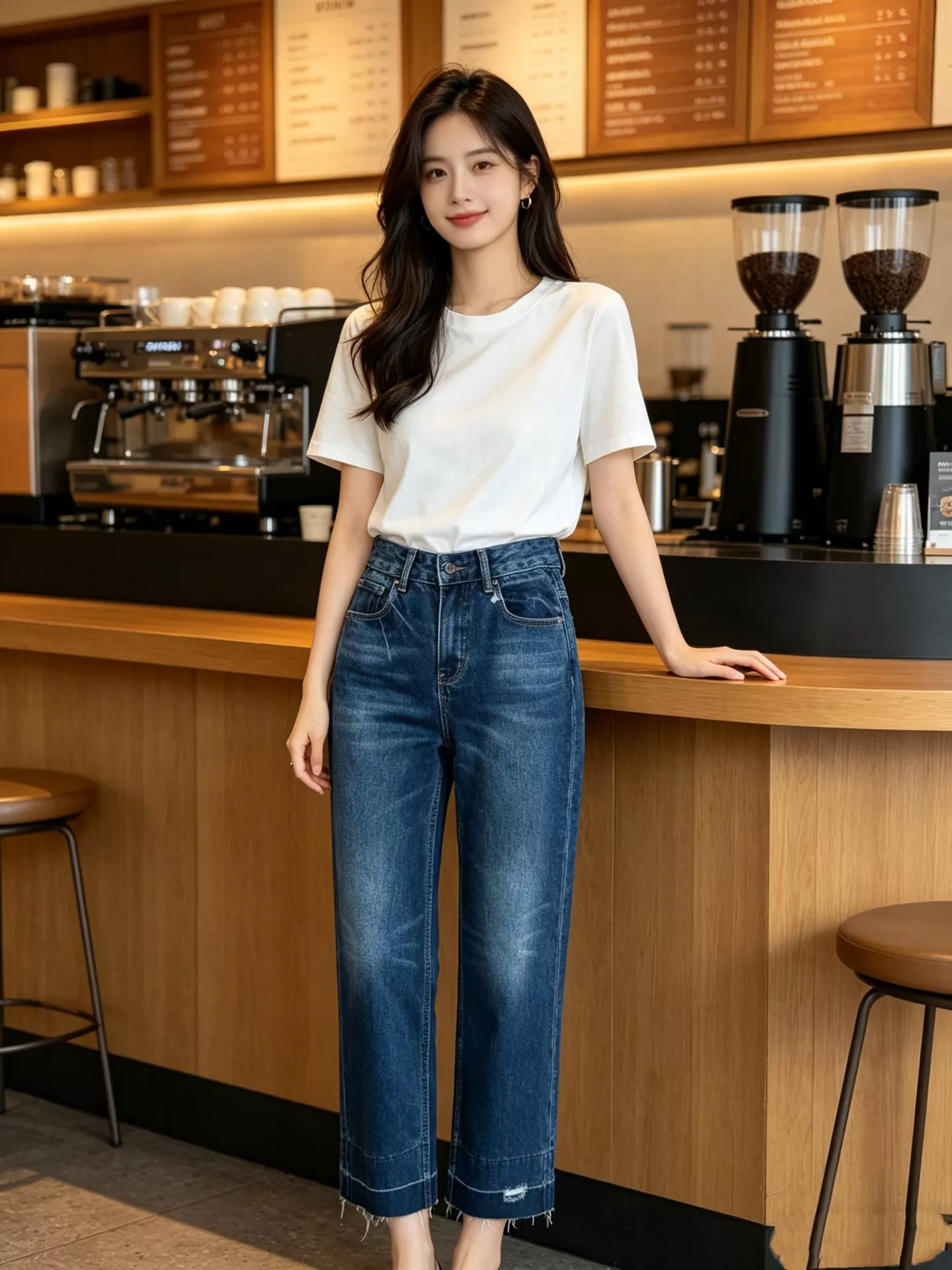 끌로에 프린지 밑단 워싱 와이드 크롭 데님 팬츠 상세 이미지 16
