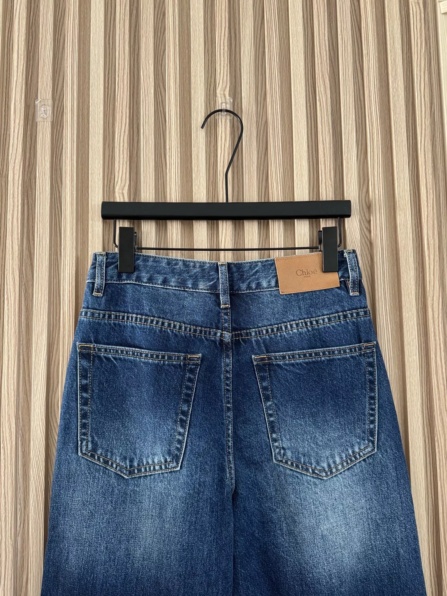끌로에 프린지 밑단 워싱 와이드 크롭 데님 팬츠 상세 이미지 6