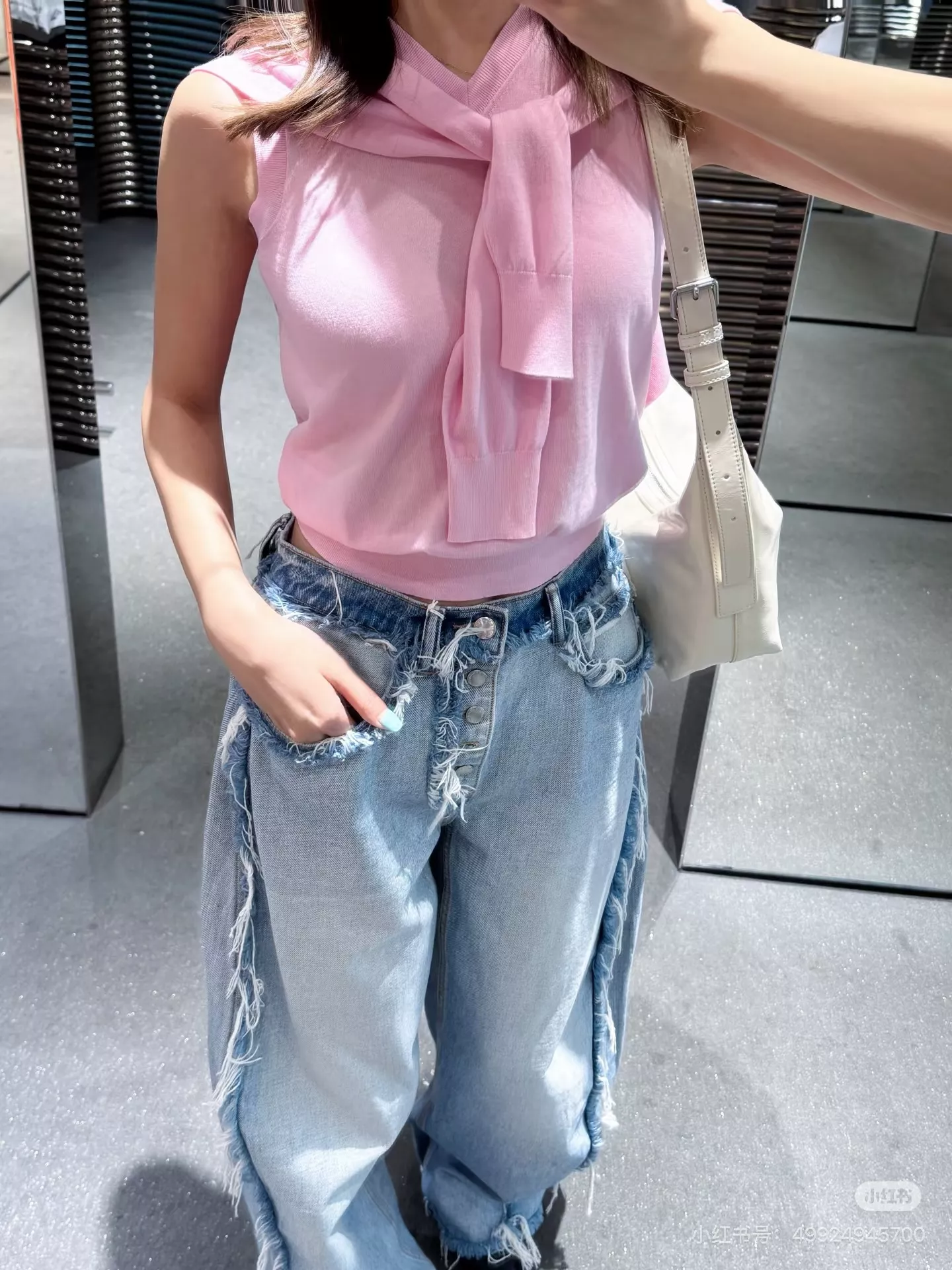 알렉산더왕 워싱 라이트블루 프린지 버튼 와이드 데님 팬츠 상세 이미지 18