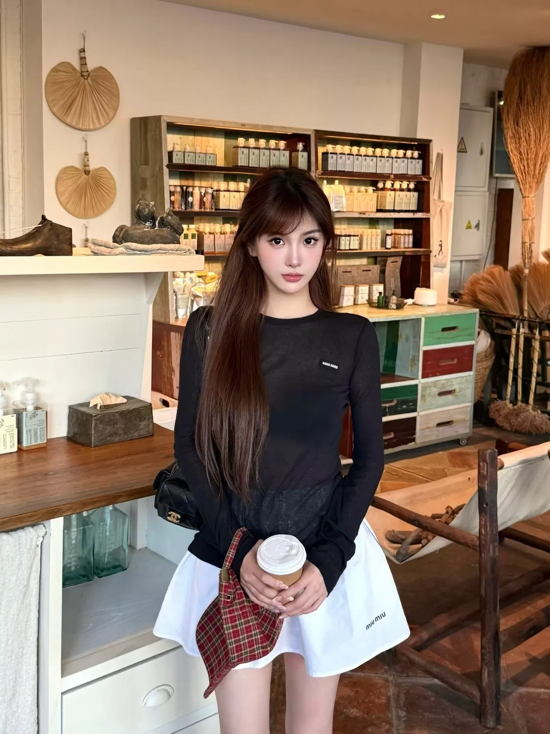 미우미우 미니 블랙 라벨 코튼 긴소매 티셔츠 상세 이미지 30