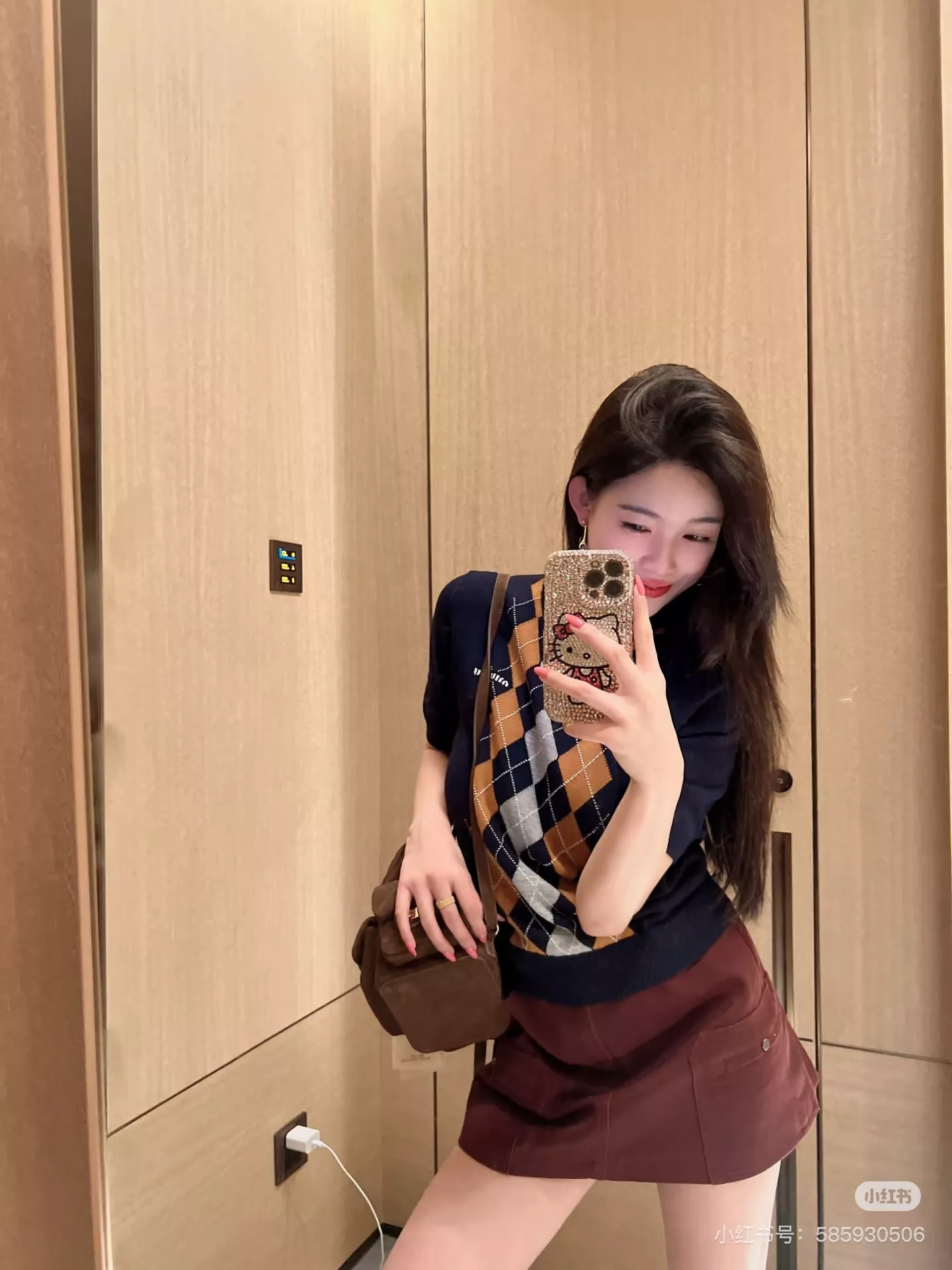 미우미우 배색 아가일 울 반소매 니트 상세 이미지 26