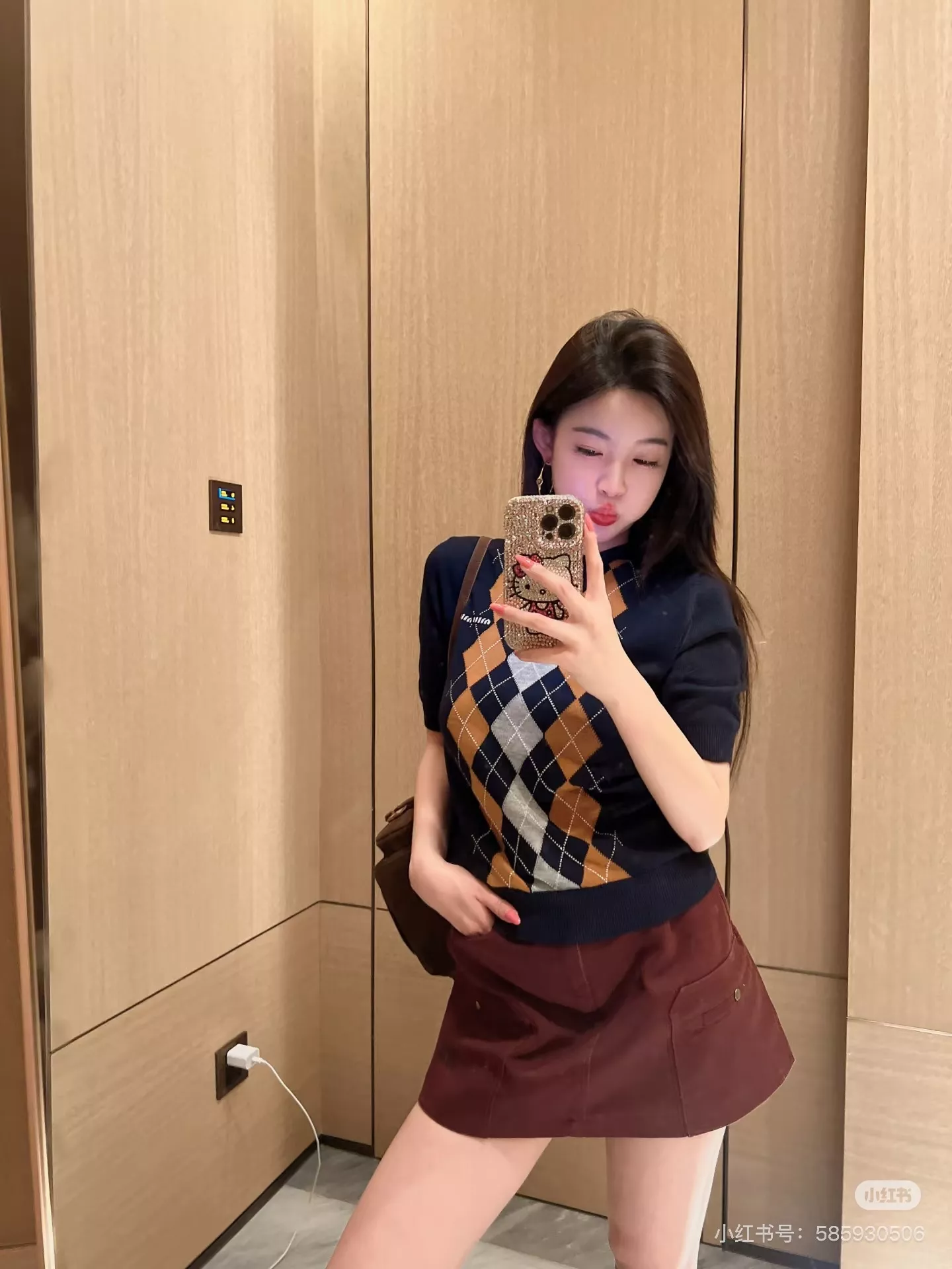 미우미우 배색 아가일 울 반소매 니트 상세 이미지 25