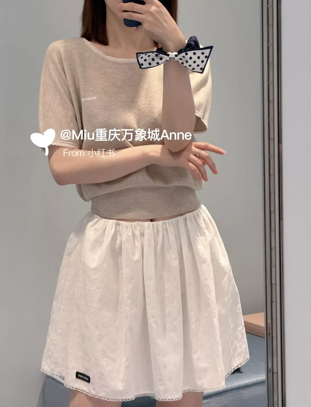 미우미우 펀칭 자수 플라워 코튼 린넨 미니 스커트 상세 이미지 20