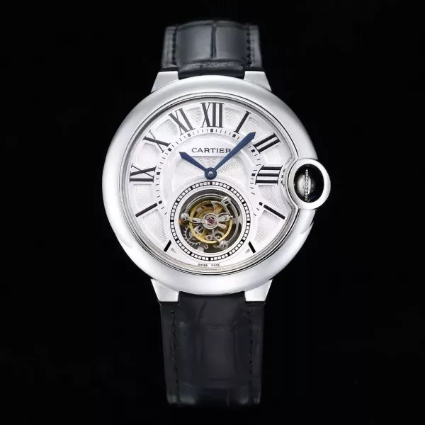 까르띠에 블루 벌룬 42mm 투르비용 기계식 가죽 워치
