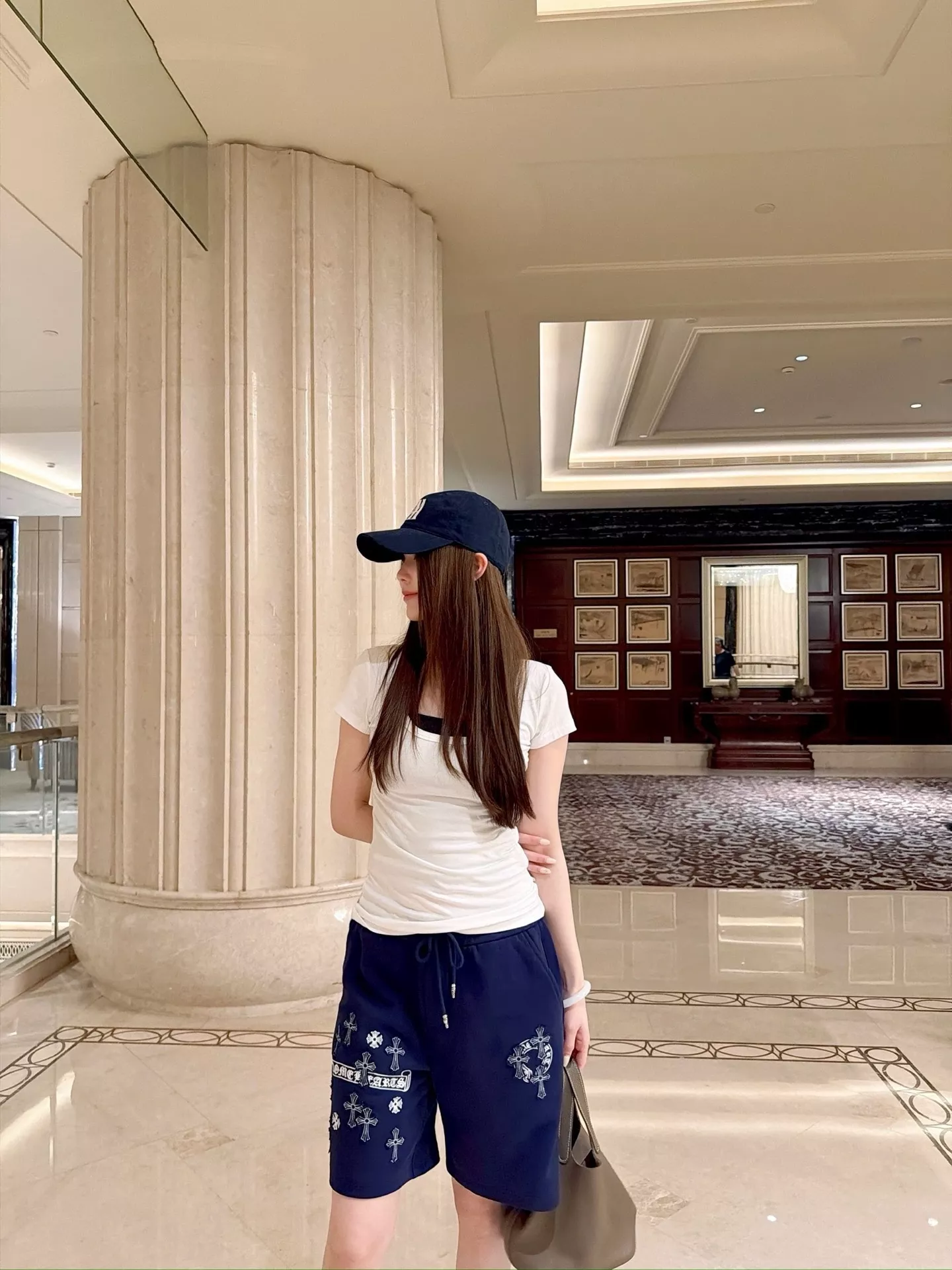 크롬하츠 십자가 패치 자수 하프 팬츠 상세 이미지 14