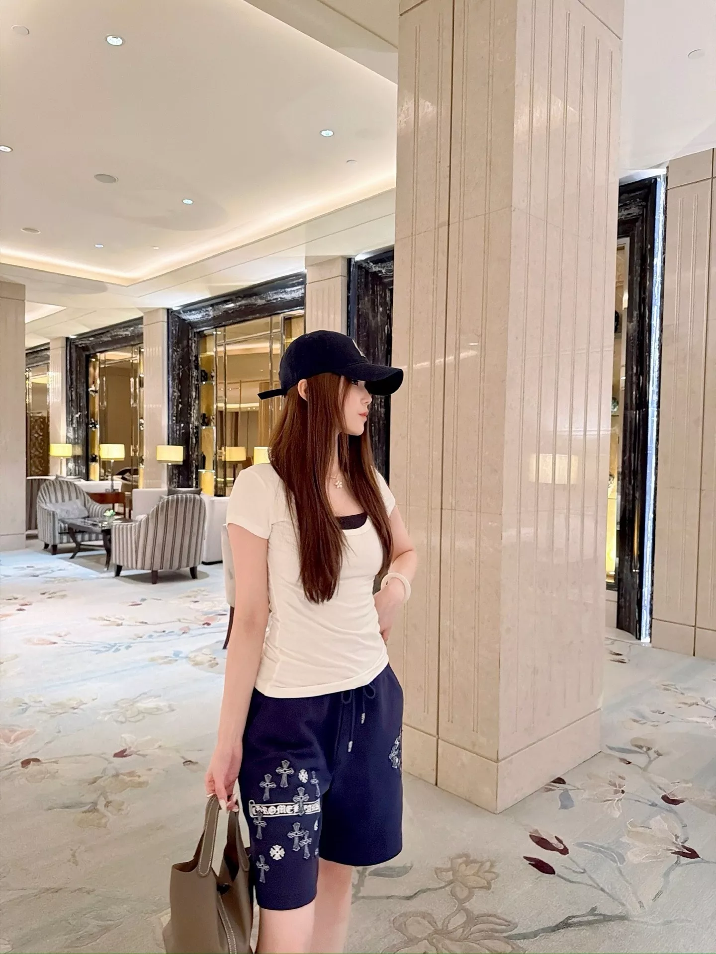 크롬하츠 십자가 패치 자수 하프 팬츠 상세 이미지 18