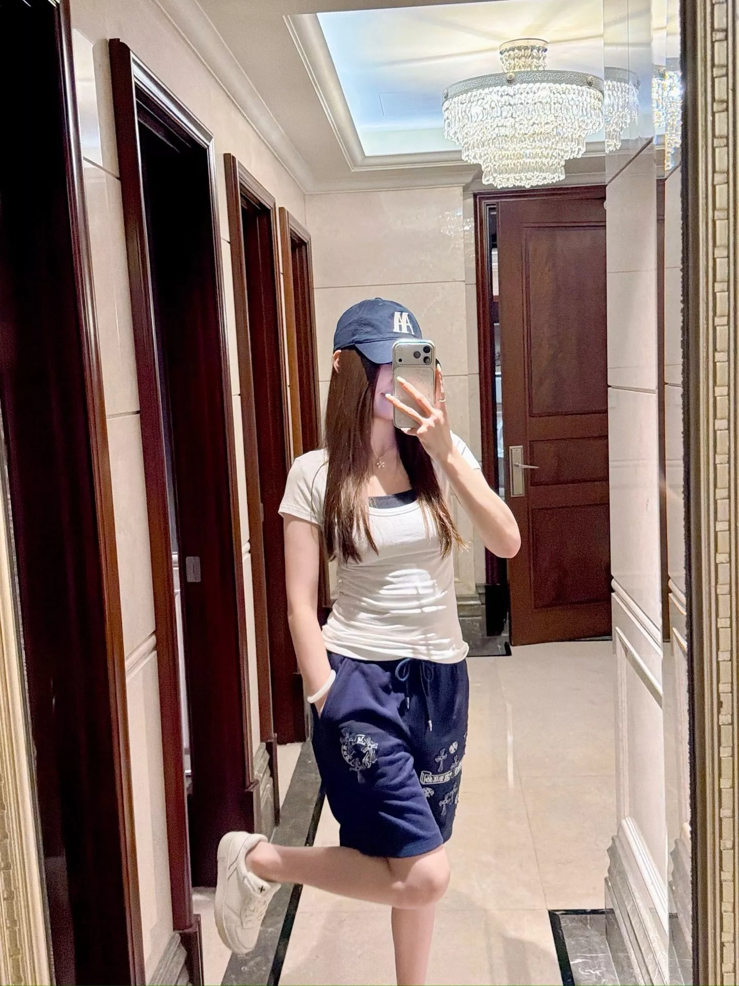 크롬하츠 십자가 패치 자수 하프 팬츠 상세 이미지 12