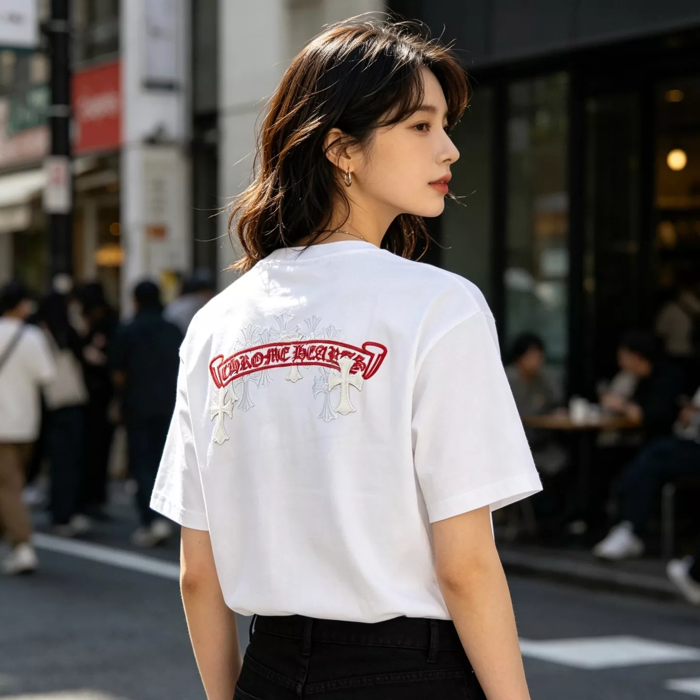 크롬하츠 십자가 클러스터 자수 오버핏 반소매 티셔츠 상세 이미지 14