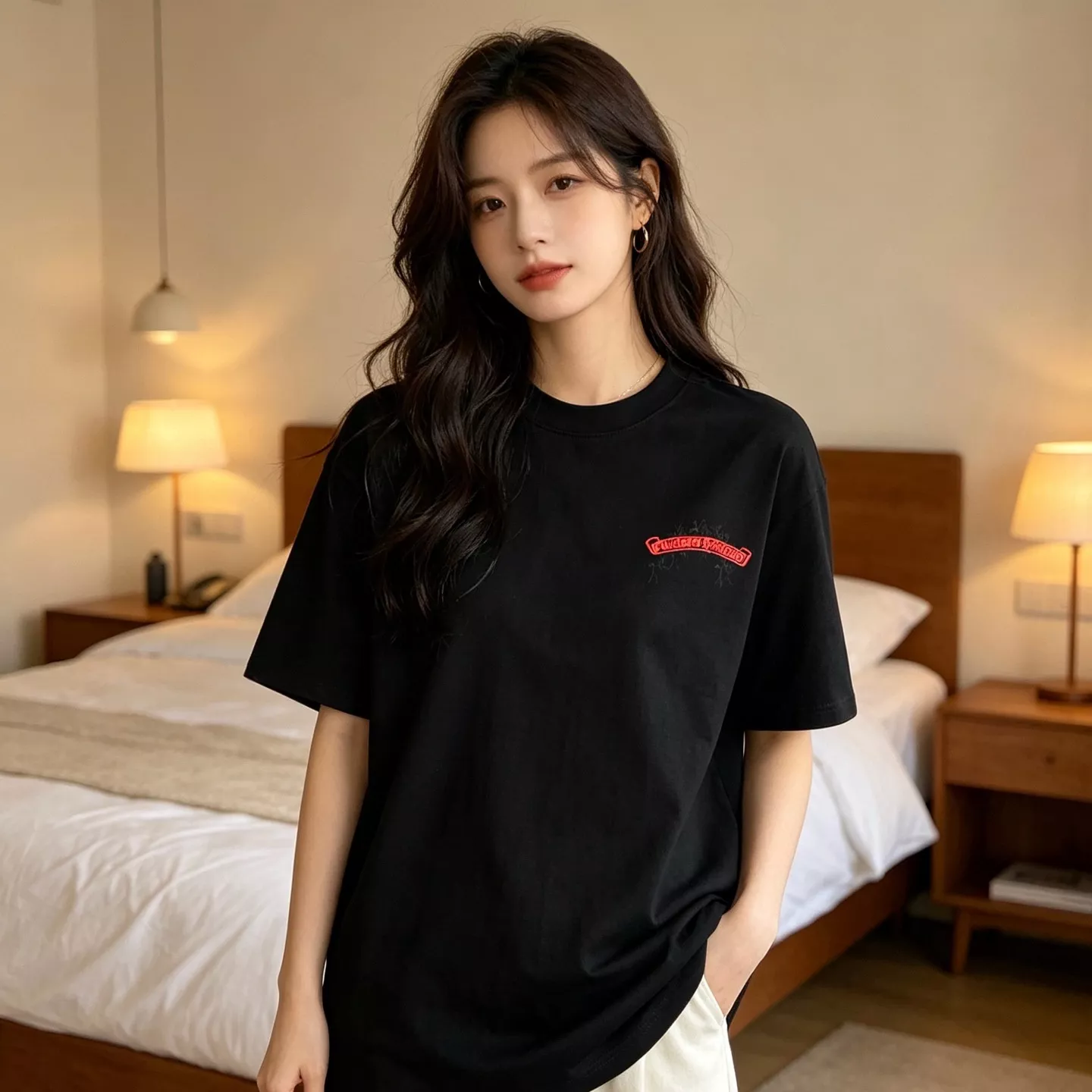 크롬하츠 십자가 클러스터 자수 오버핏 반소매 티셔츠 상세 이미지 13