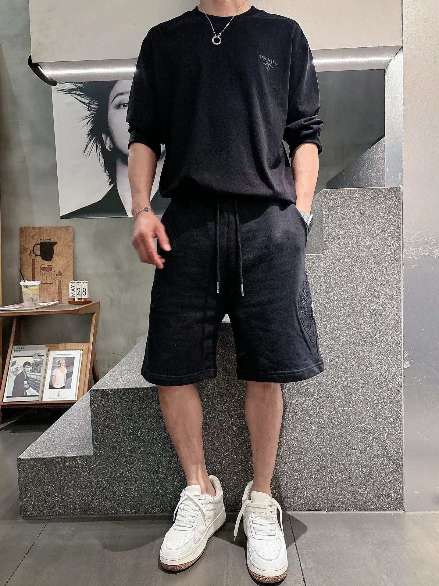 크롬하츠 말발굽 패치 자수 코튼 하프 팬츠 상세 이미지 16