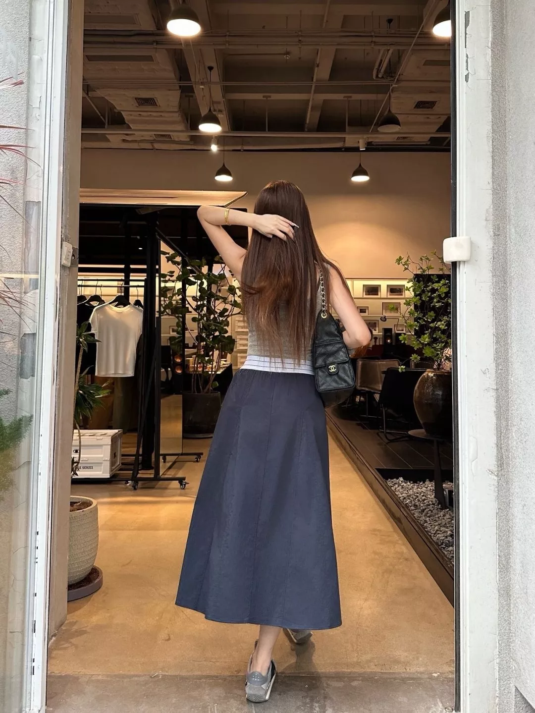 알렉산더왕 로고 자수 밴딩 허리 A라인 롱 스커트 상세 이미지 27