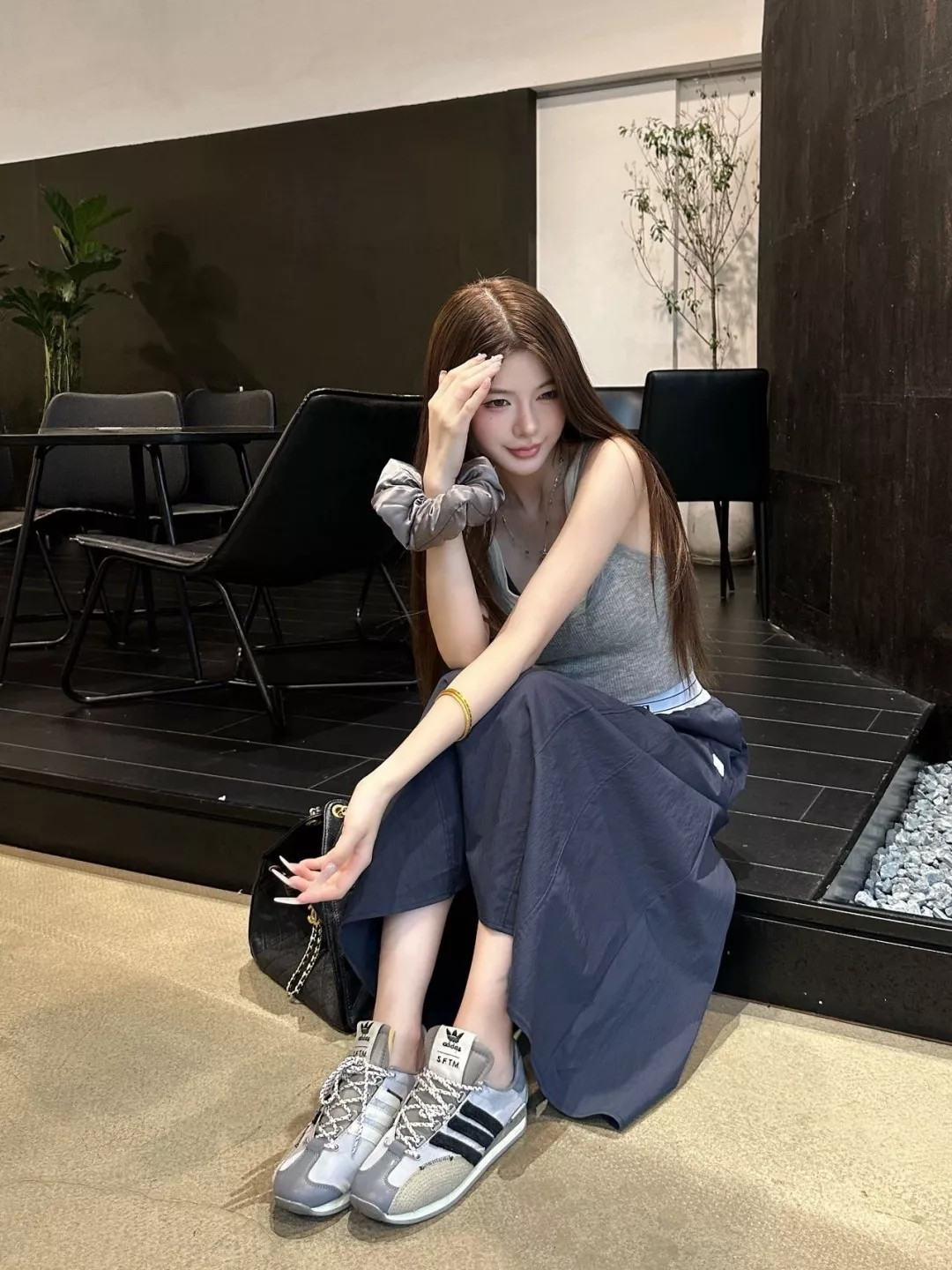알렉산더왕 로고 자수 밴딩 허리 A라인 롱 스커트 상세 이미지 28