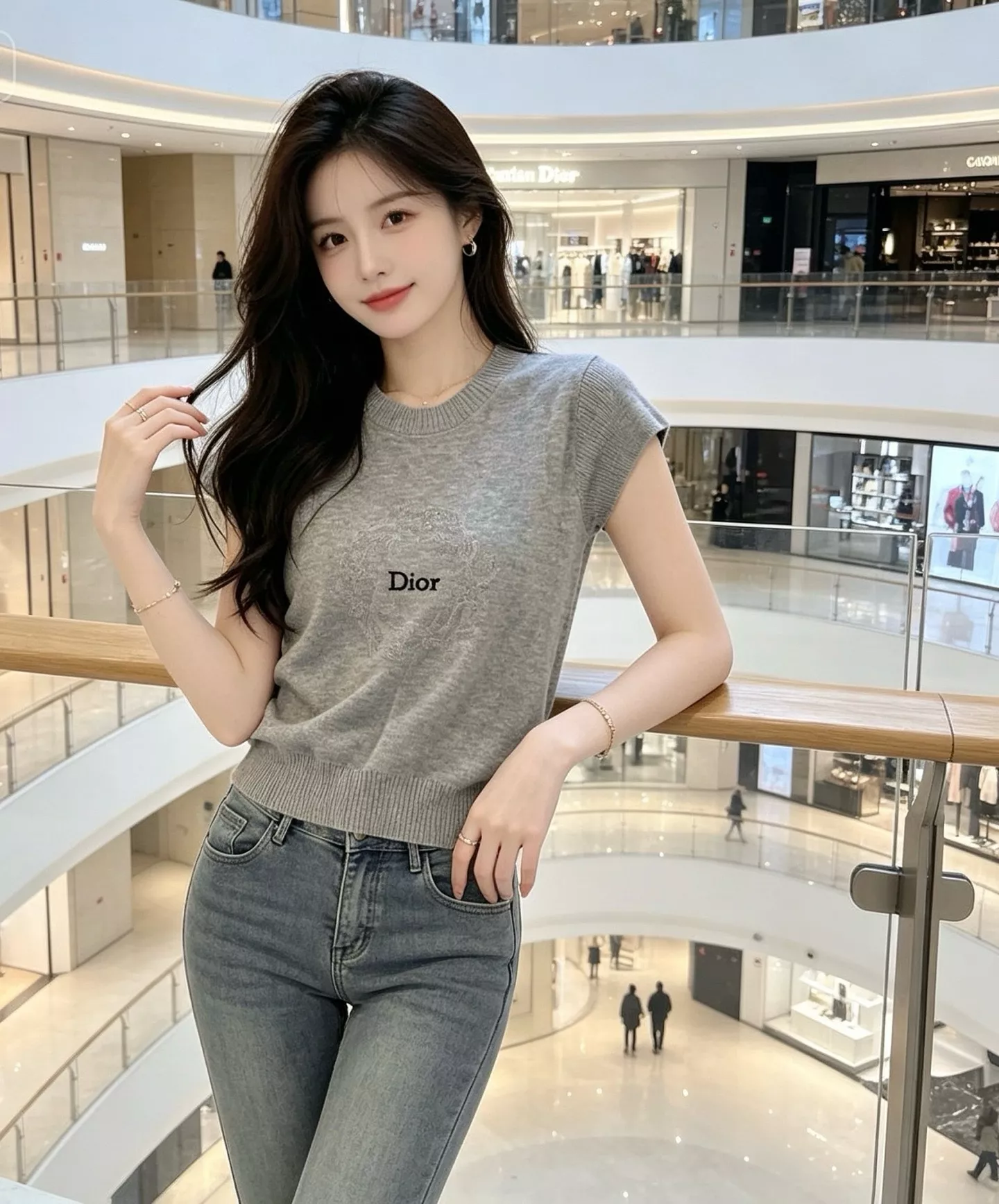 디올 플라워 로고 자수 울 민소매 니트 상세 이미지 11