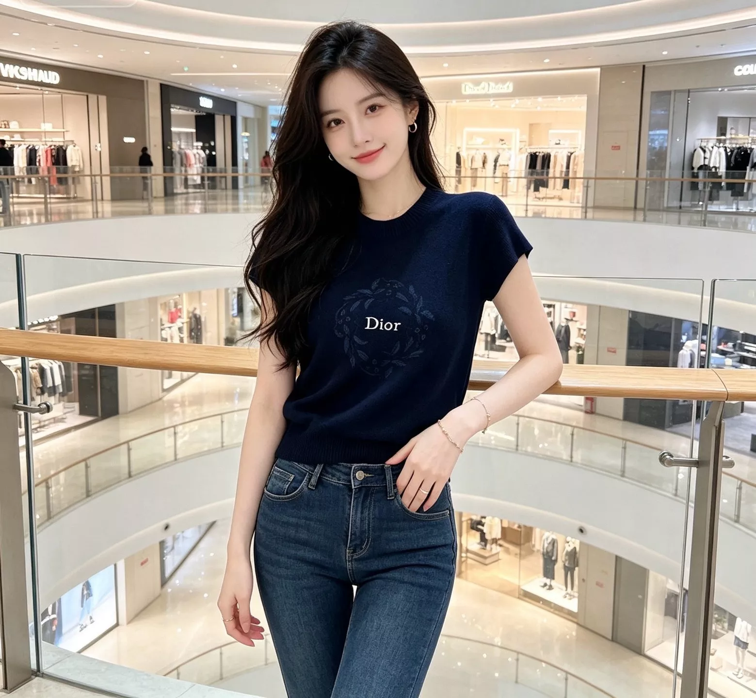 디올 플라워 로고 자수 울 민소매 니트 상세 이미지 16