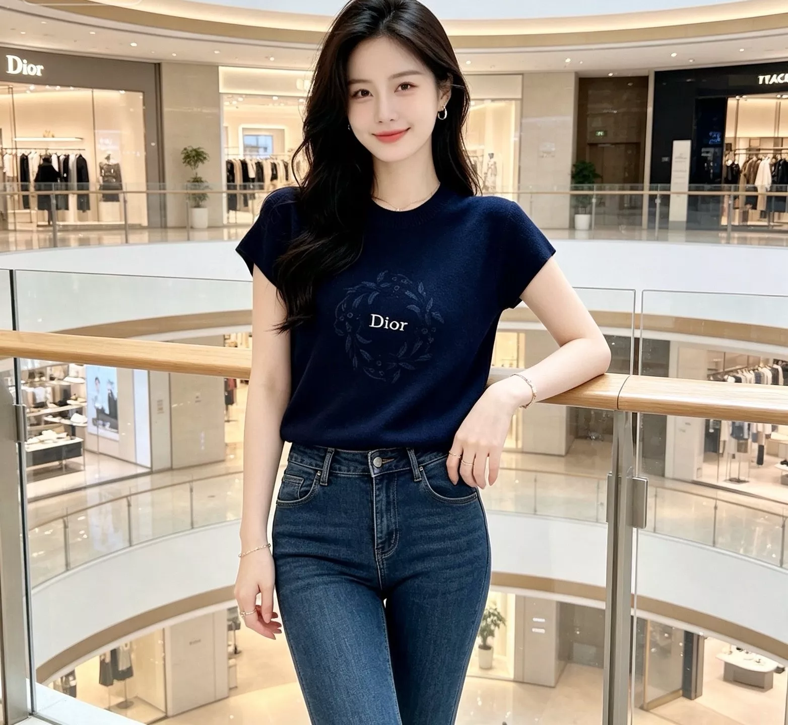 디올 플라워 로고 자수 울 민소매 니트 상세 이미지 15