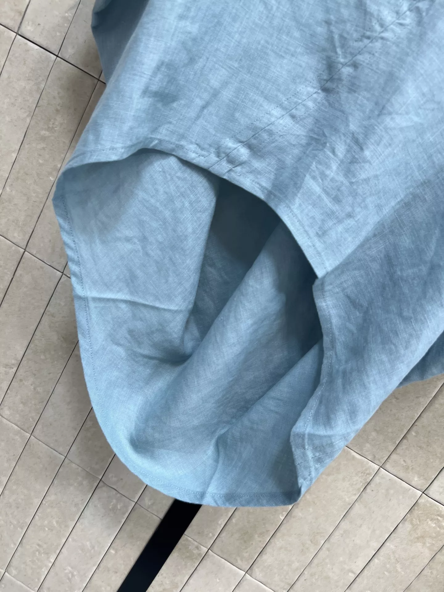 로로피아나 린넨 불규칙 밑단 상의 하이웨스트 롱스커트 투피스 상세 이미지 3