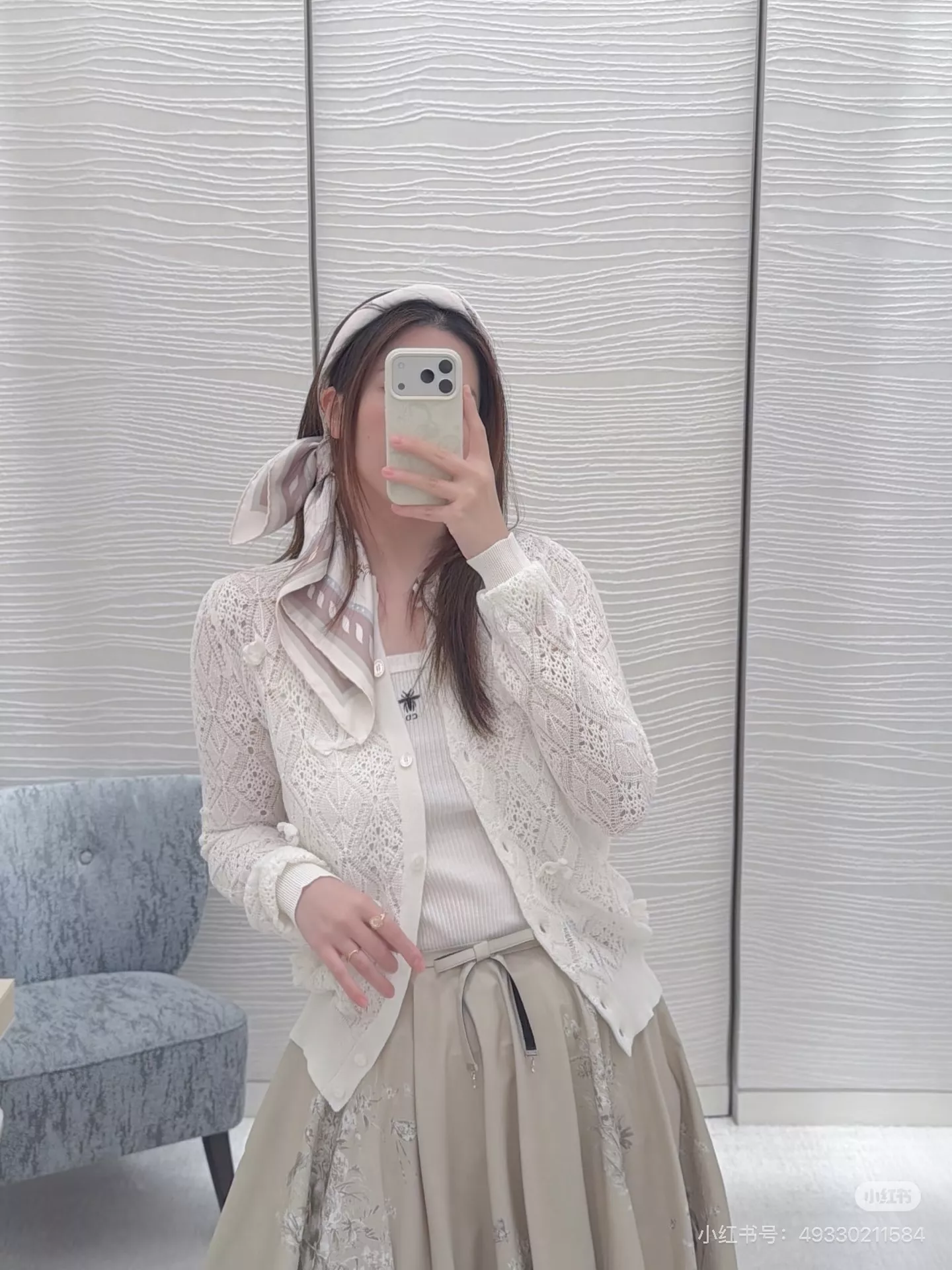 디올 플라워 버드 프린트 하이웨이스트 A라인 스커트 상세 이미지 18