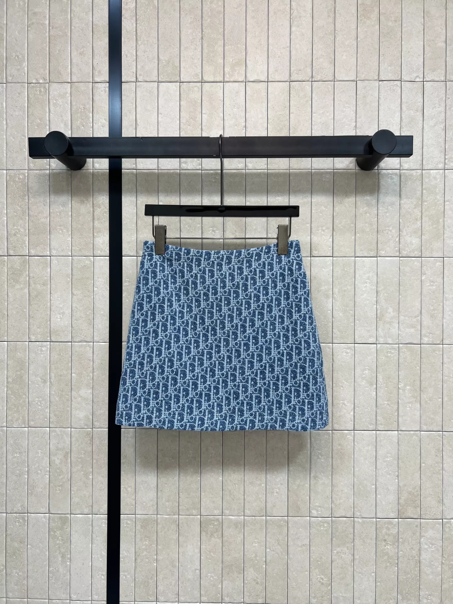 디올 블루 올오버 자카드 A라인 데님 미니 스커트 상세 이미지 1
