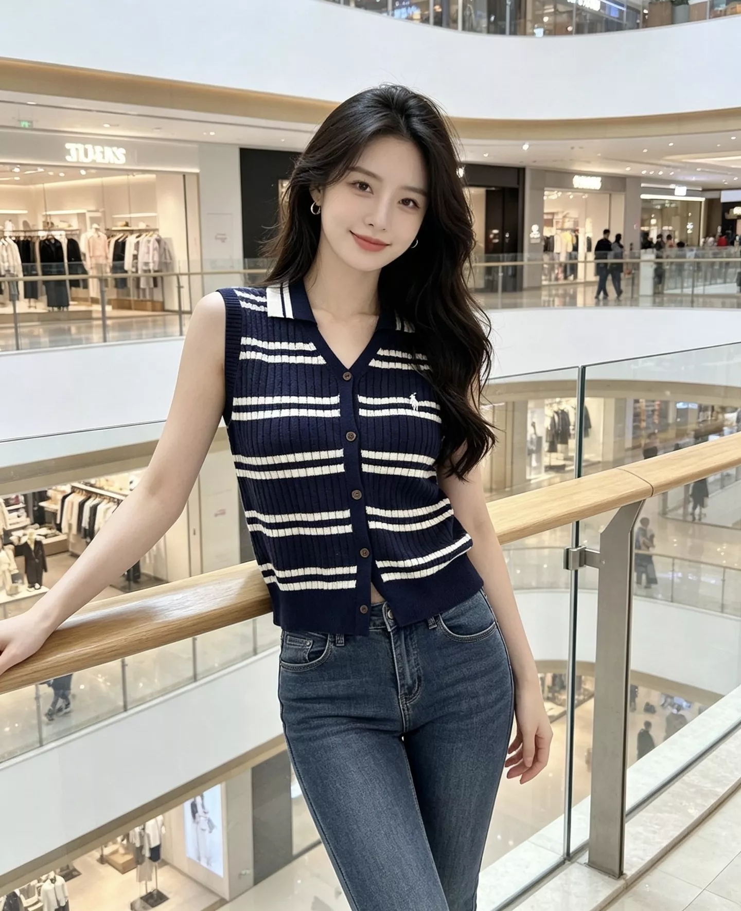 랄프로렌 스트라이프 케이블 니트 버튼 베스트 상세 이미지 14