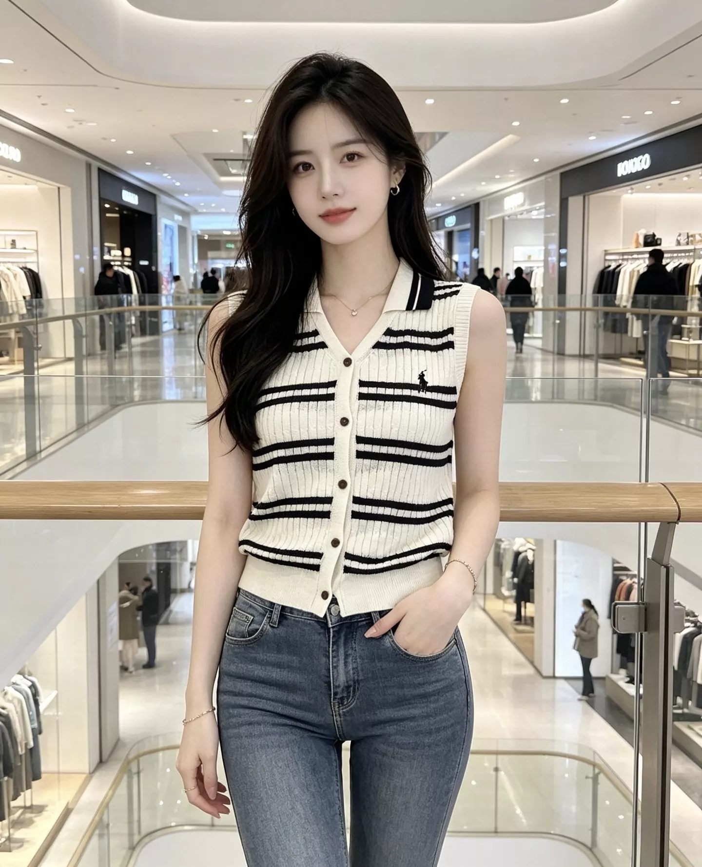 랄프로렌 스트라이프 케이블 니트 버튼 베스트 상세 이미지 15