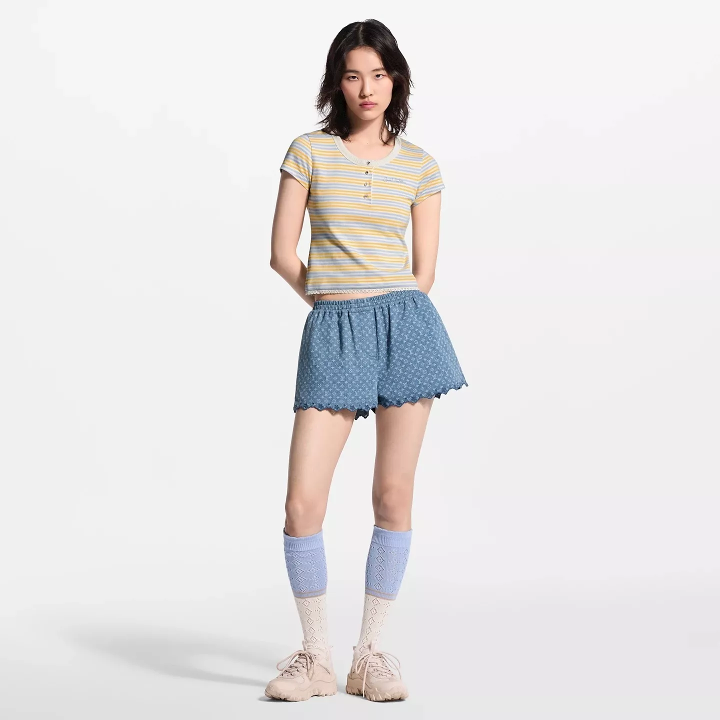 루이비통 모노그램 워싱 데님 밴딩 쇼트 팬츠 상세 이미지 12