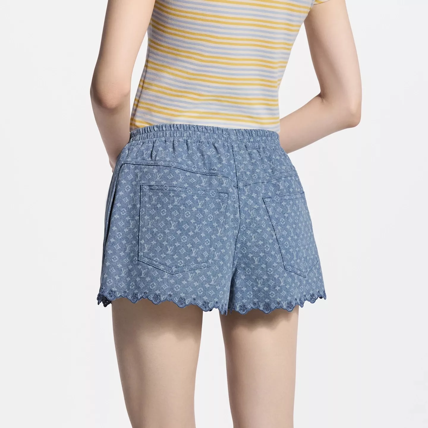 루이비통 모노그램 워싱 데님 밴딩 쇼트 팬츠 상세 이미지 14