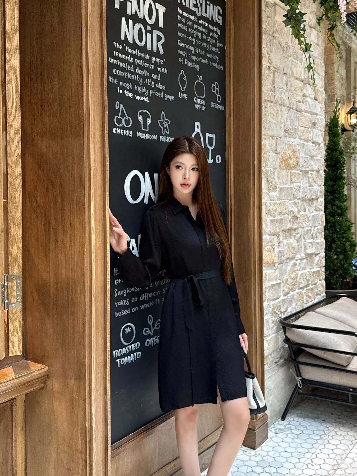 에르메스 벨트 포인트 롱 긴소매 셔츠 원피스 상세 이미지 25