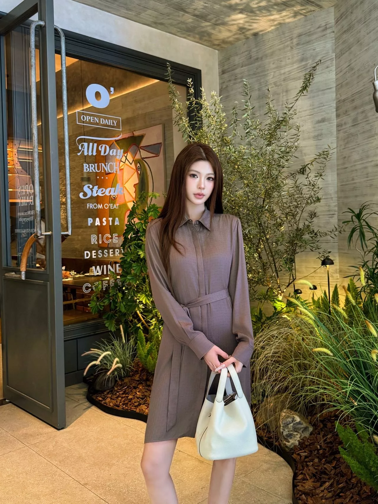 에르메스 벨트 포인트 롱 긴소매 셔츠 원피스 상세 이미지 12